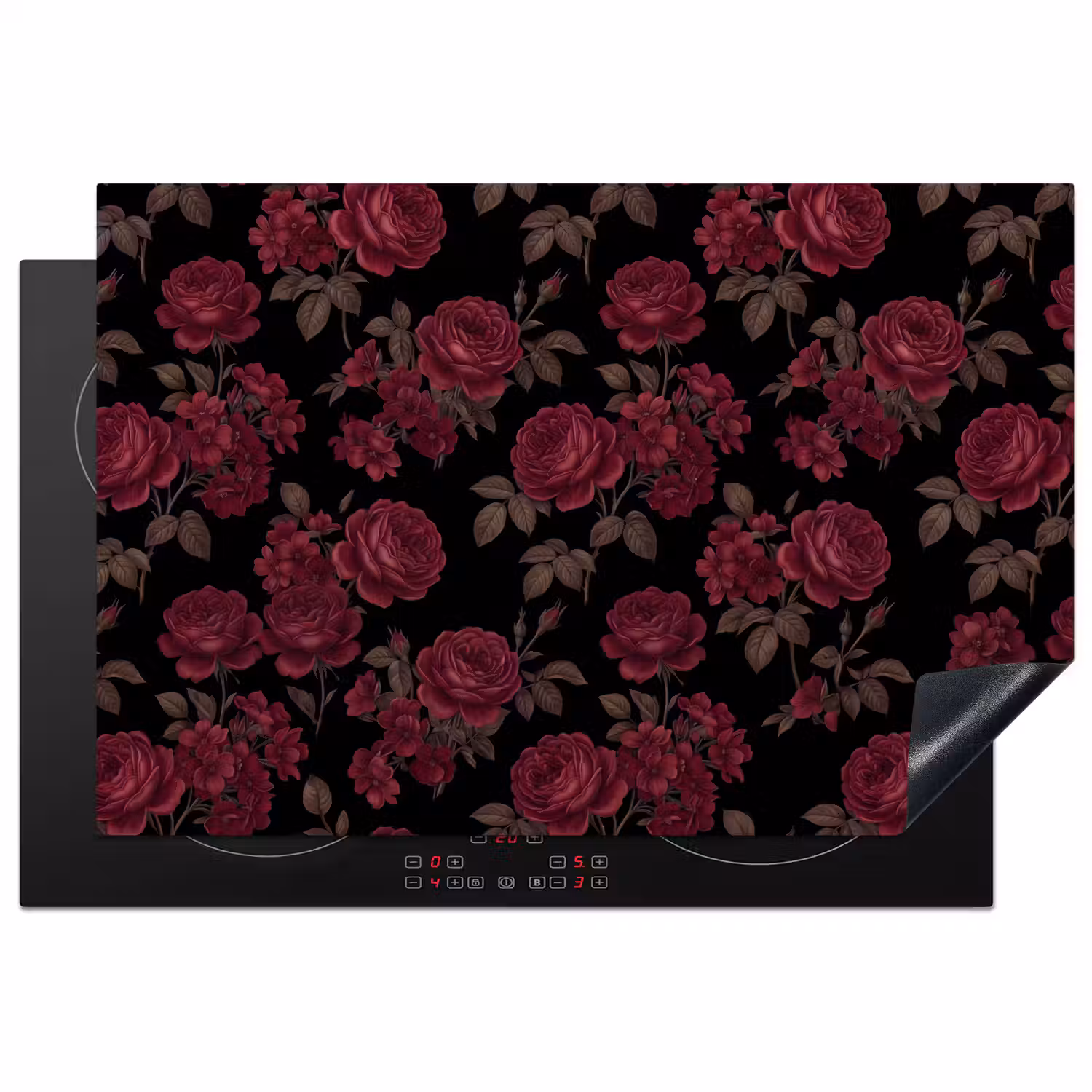 Bloemen - Roos - Patroon - Klassiek - Rood Inductie beschermer vinyl 3mm klein -3d