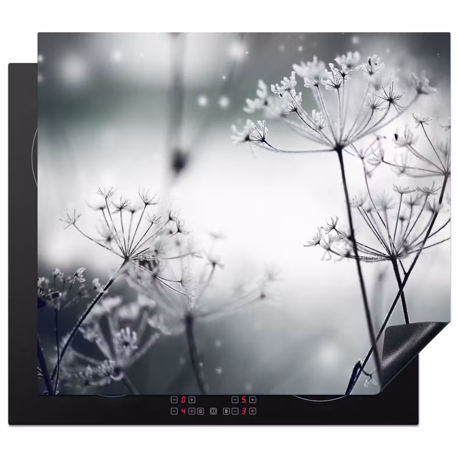 Bloemen - Winter - Sneeuw - Natuur Inductie beschermer vinyl 3mm middel -3d