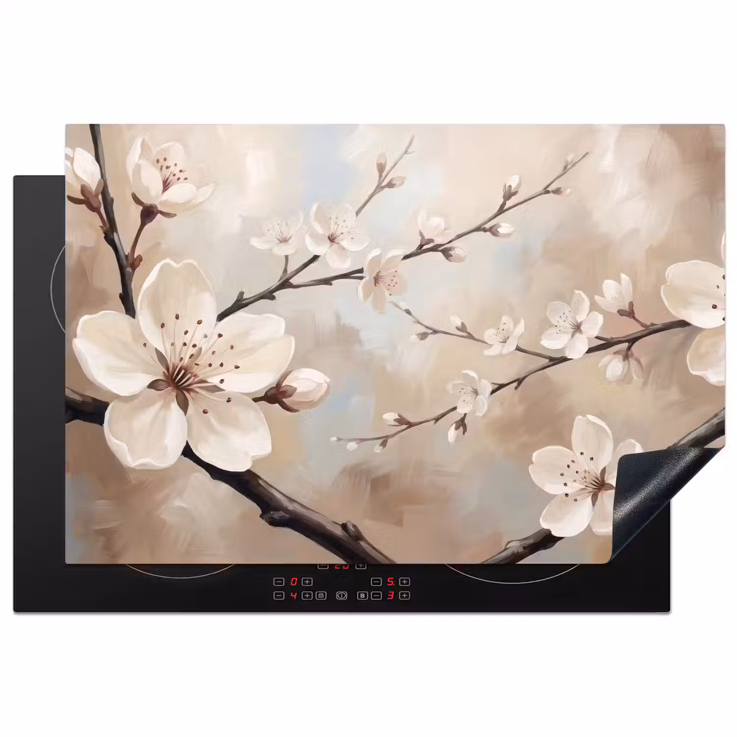 Bloesem - Takken - Schilderij - Beige - Serene Inductie beschermer vinyl 3mm klein -3d