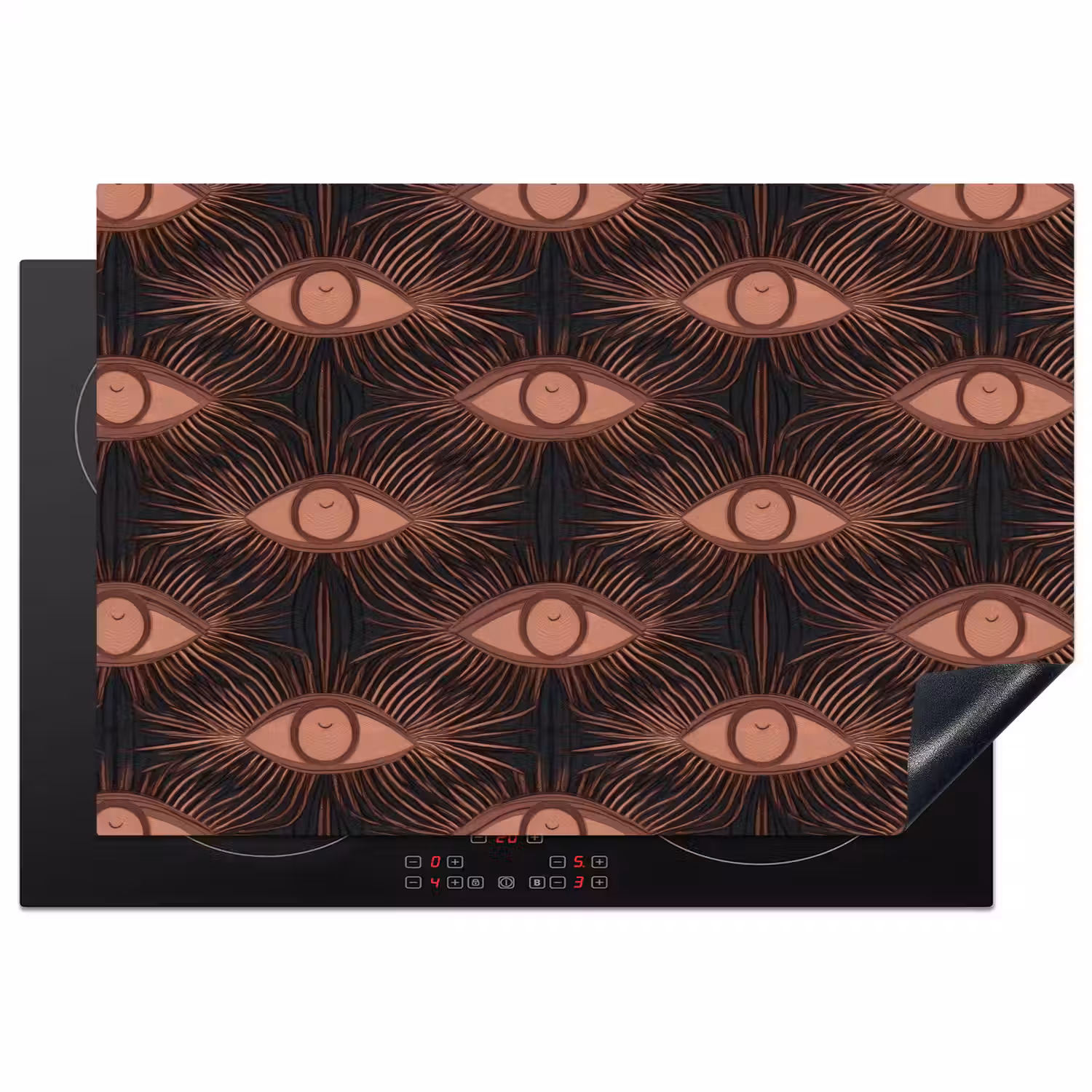Boheems - Oog - Bruin Inductie beschermer vinyl 3mm klein 276 -3d
