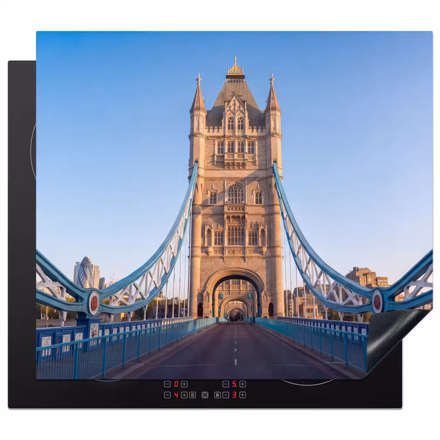Brug - Toren - Architectuur - Klassiek - Blauw Inductie beschermer vinyl 3mm middel -3d