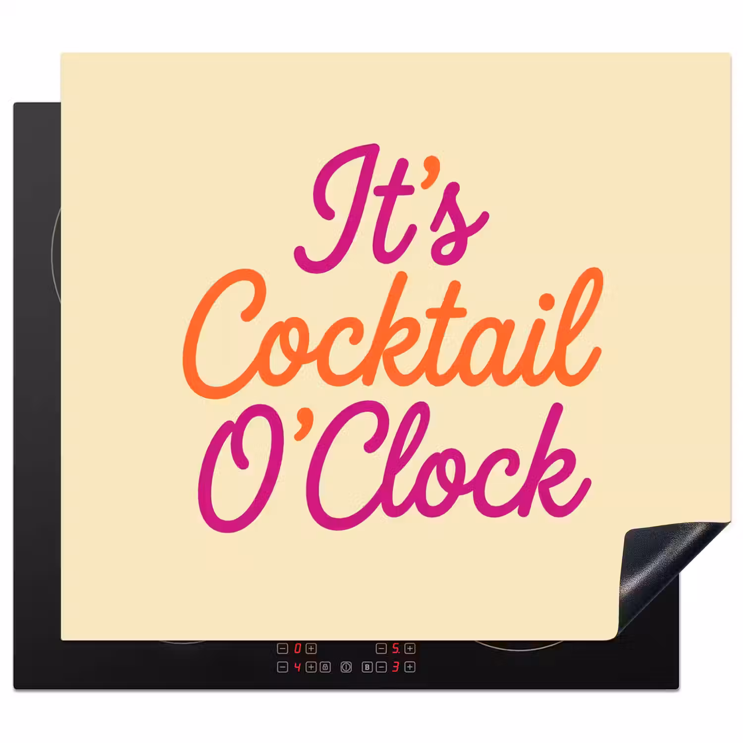 Cocktail O'Clock - Geel - Retro Inductie beschermer vinyl 3mm middel -3d