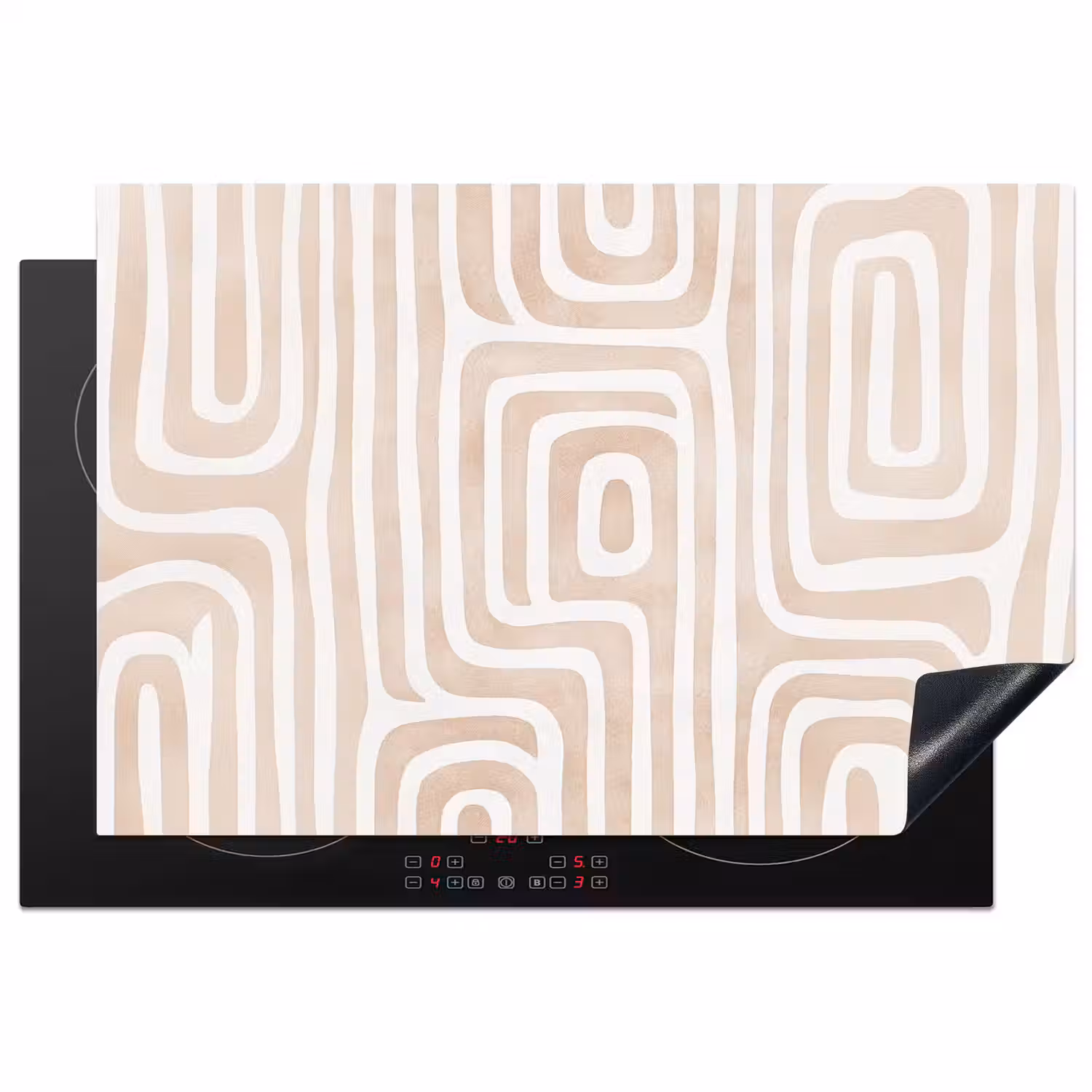 Decoratief - Labyrint - Beige Inductie beschermer vinyl 3mm klein -3d
