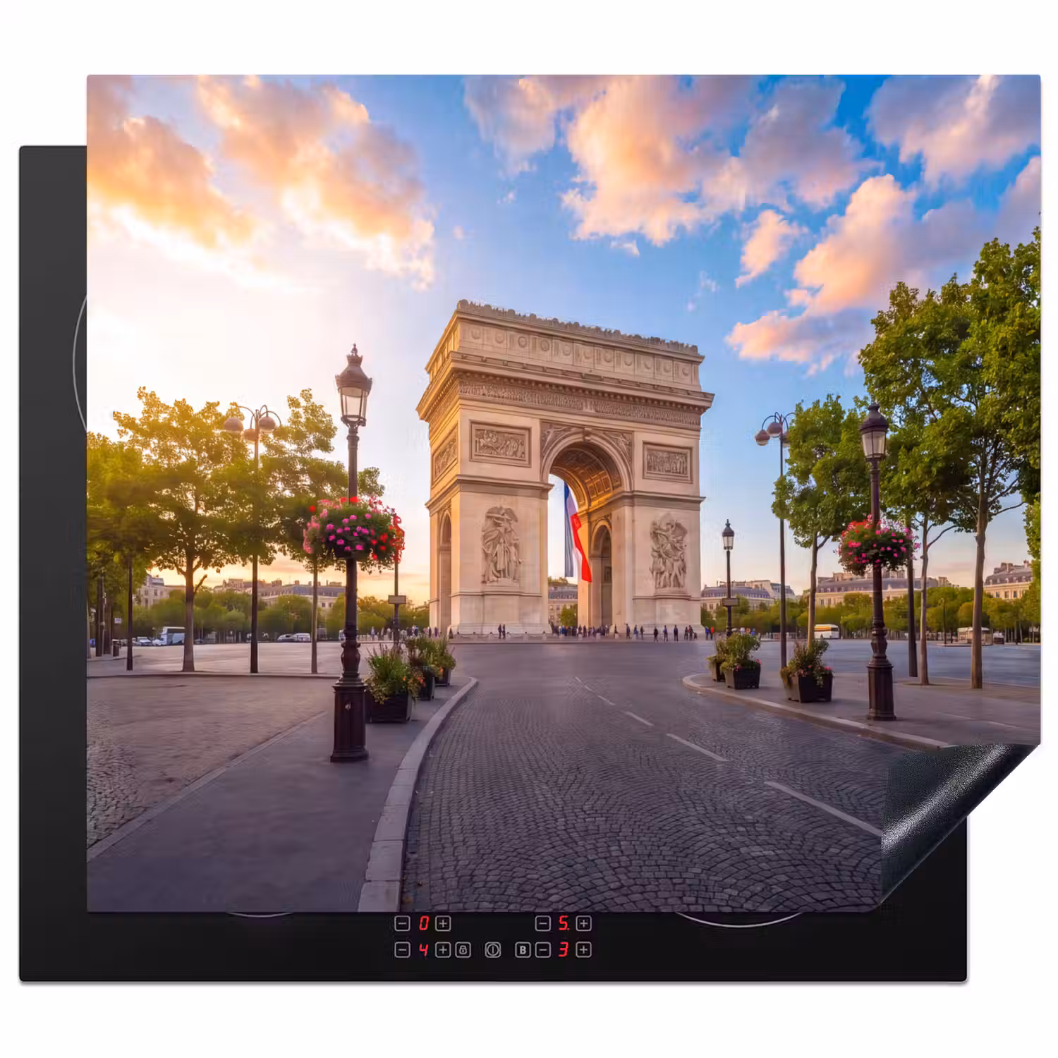 Monument - Parijs - Zonsondergang - Architectuur - Goud Inductie beschermer vinyl 3mm middel -3d