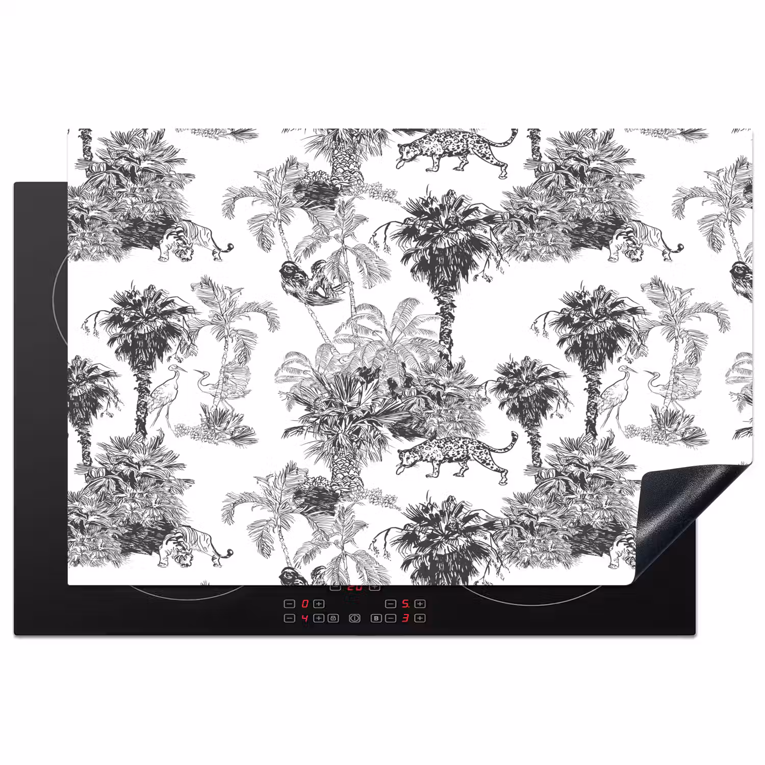 Jungle - Dieren - Grijs Inductie beschermer vinyl 3mm klein 276 -3d