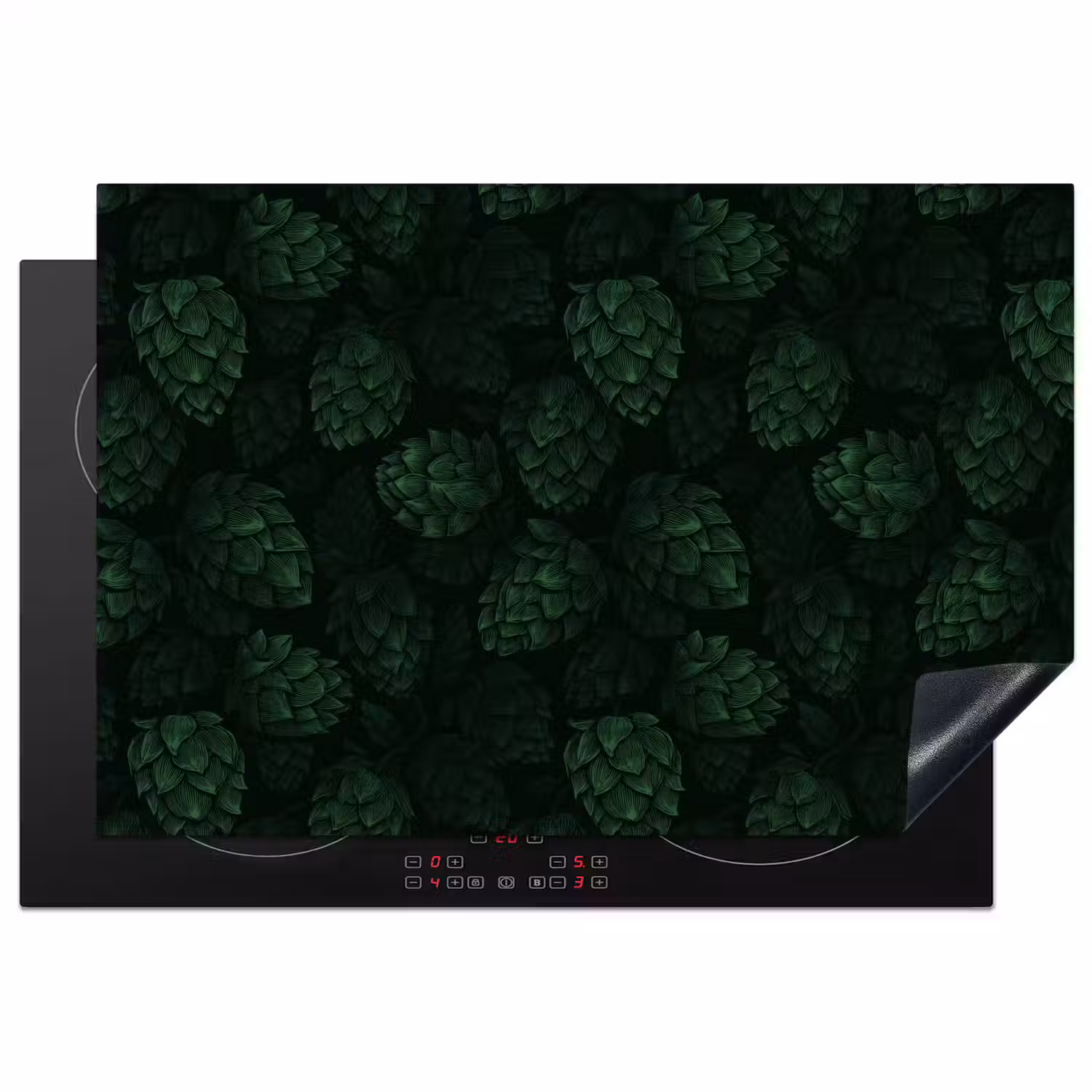 Donker - Groen - Hopbellen - Botanisch - Illustratie Inductie beschermer vinyl 3mm klein 276 -3d