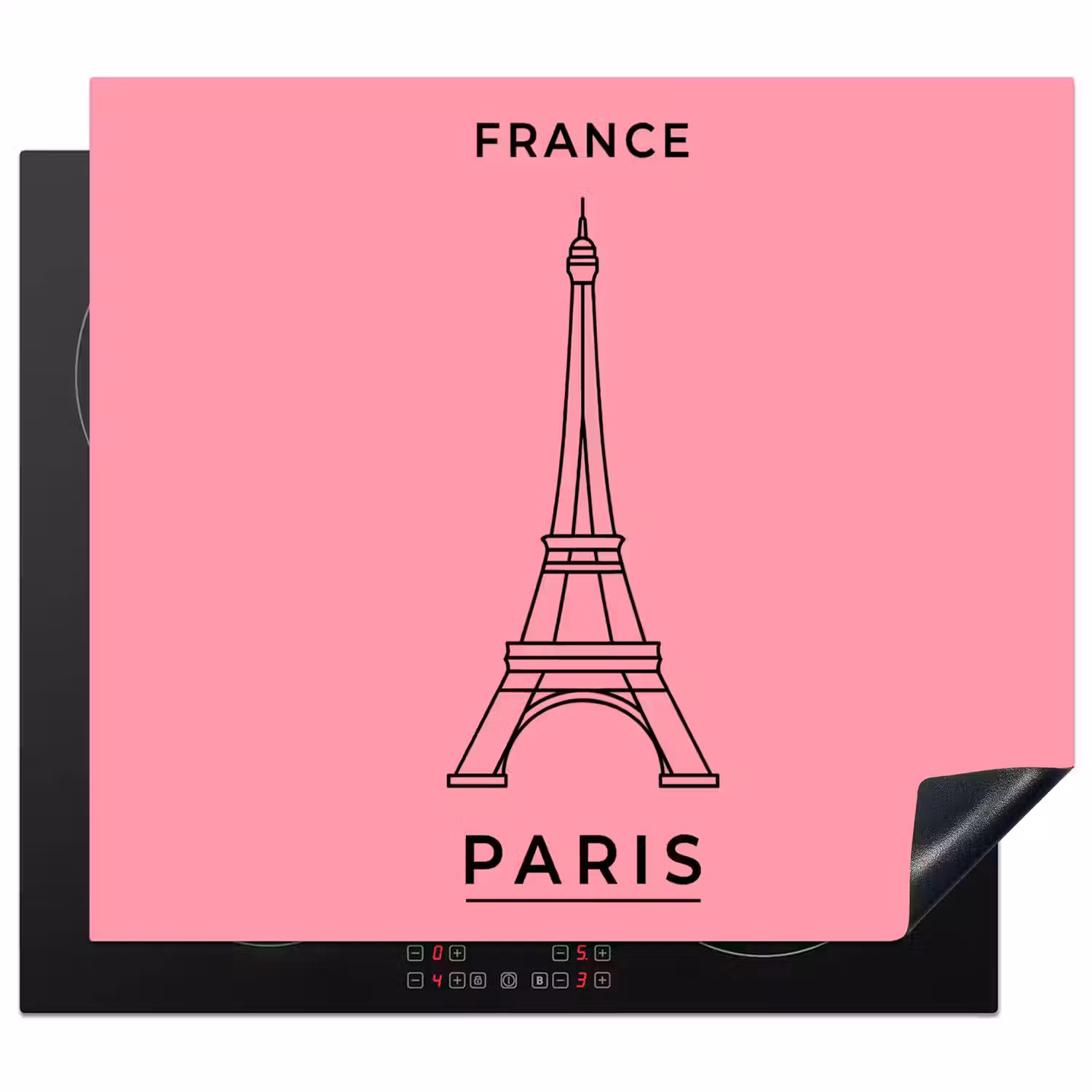 Eiffeltoren - Parijs - Architectuur - Minimalistisch - Roze Inductie beschermer vinyl 3mm middel -3d