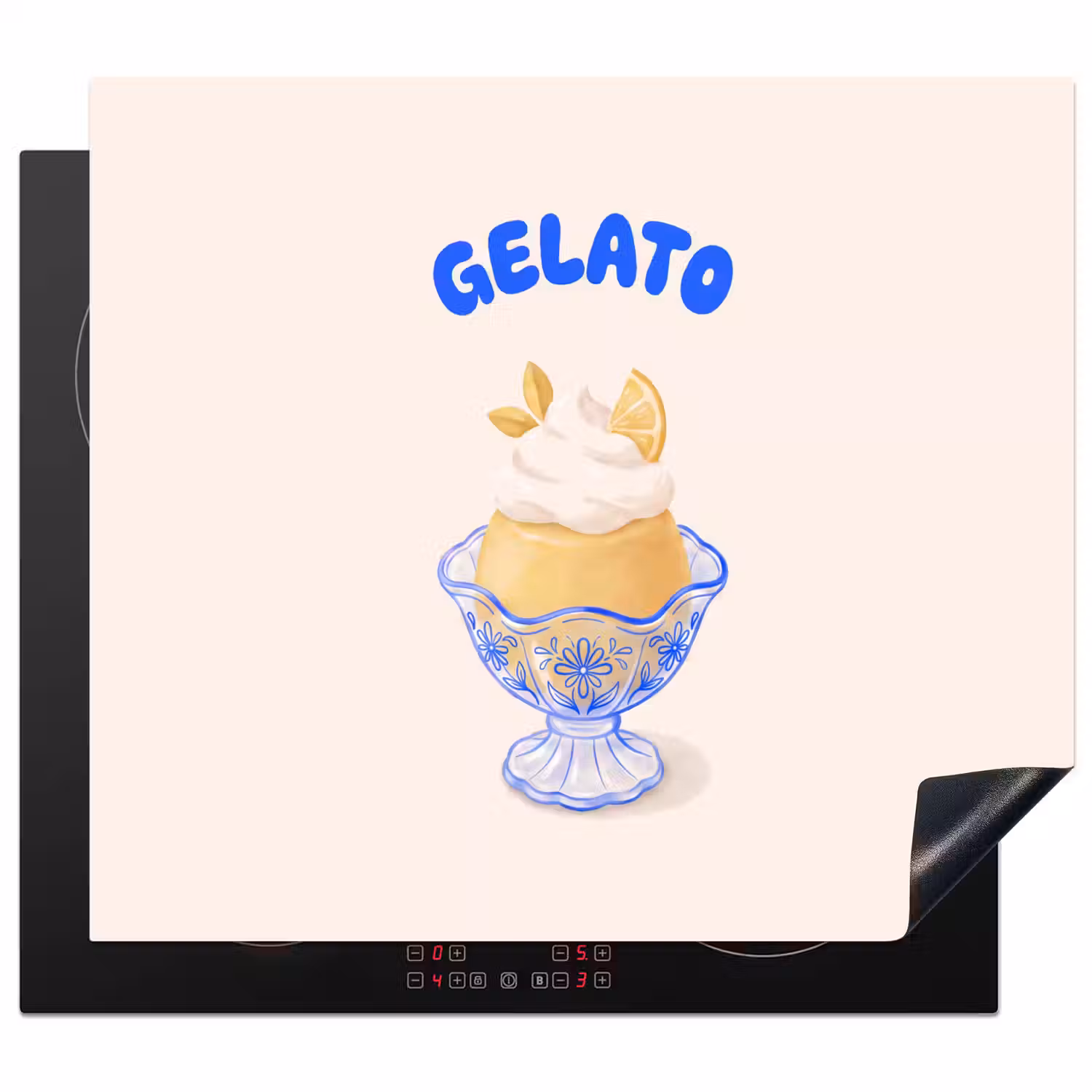 IJs - Citroen - Illustratie - Geel - Dessert Inductie beschermer vinyl 3mm middel -3d