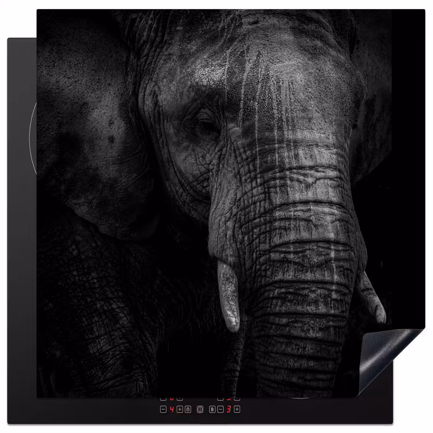 Olifant - Dier - Portret Inductie beschermer vinyl 3mm middel -3d