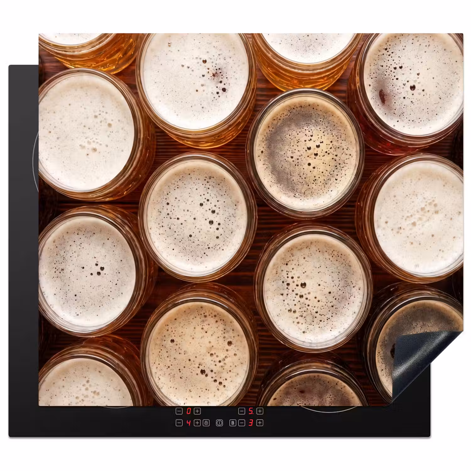 Eten - Glazen - Drank - Patroon - Bruin Inductie beschermer vinyl 3mm middel -3d