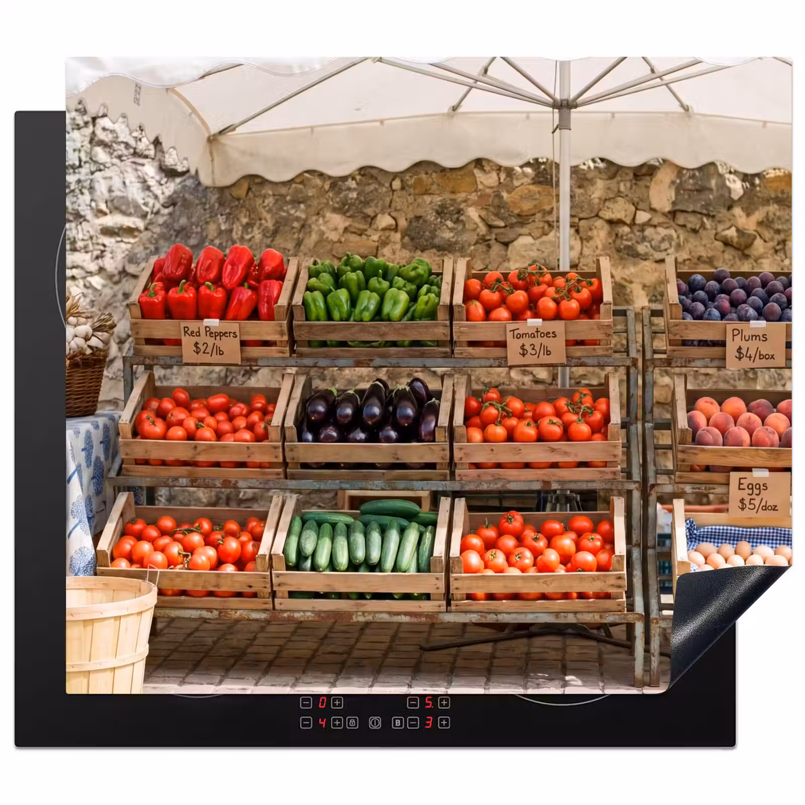 Herdabdeckplatte - Essen – Markt – Frisch - Eten - Markt - Vers Inductie beschermer vinyl 3mm middel