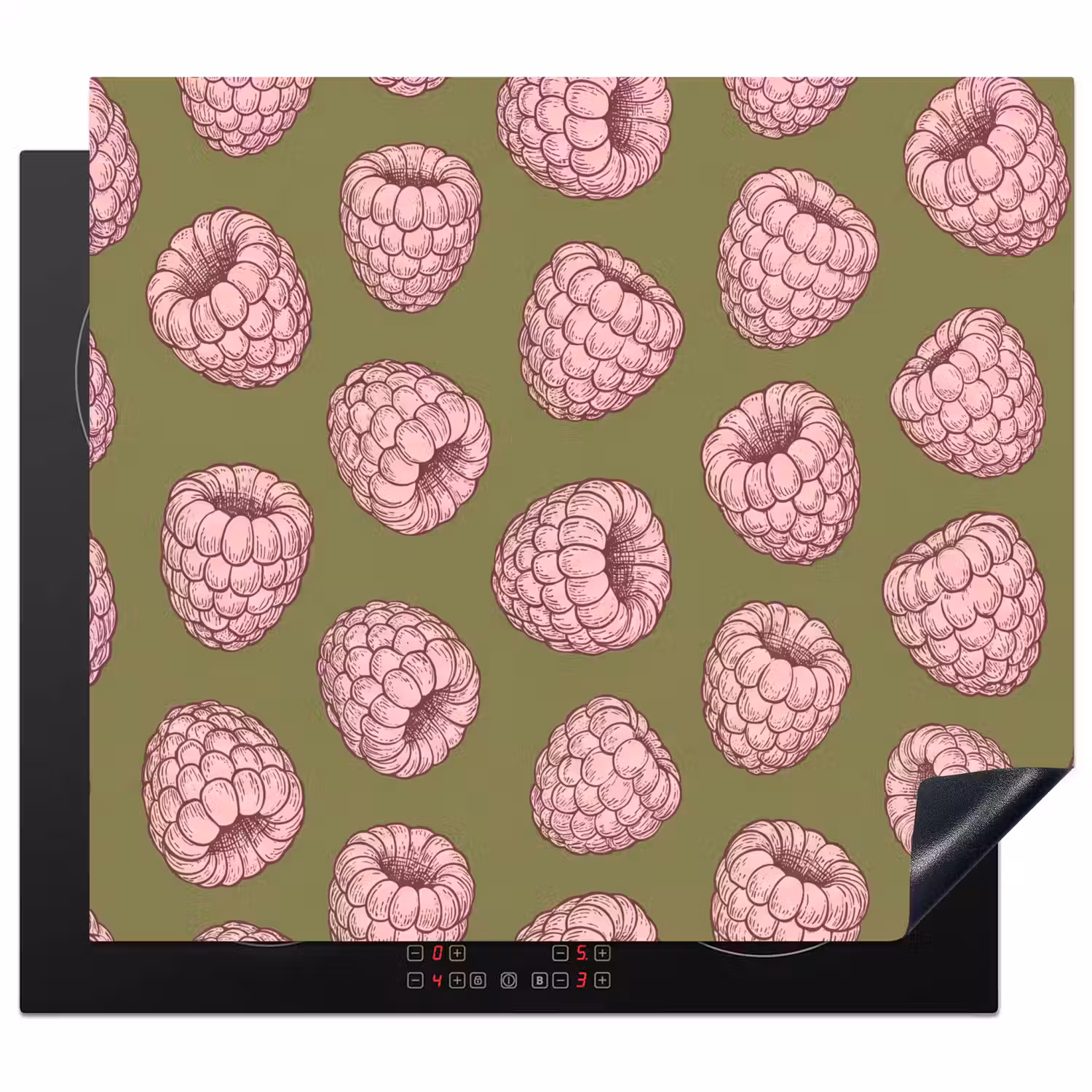 Eten - Patroon - Illustratie - Roze - Groen Inductie beschermer vinyl 3mm middel -3d