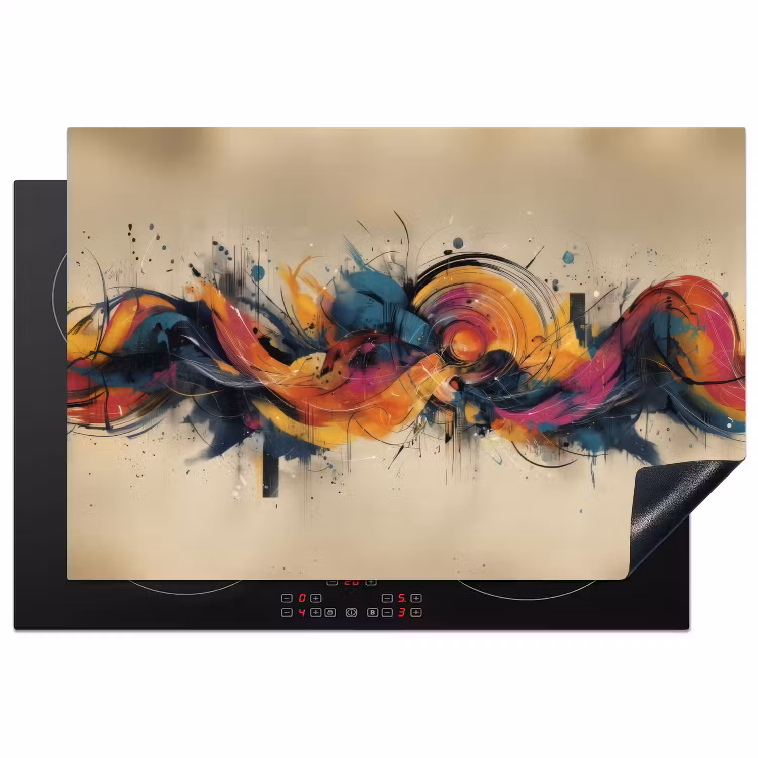 Explosie - Kleurrijk - Vormen - Abstract Inductie beschermer vinyl 3mm klein -3d