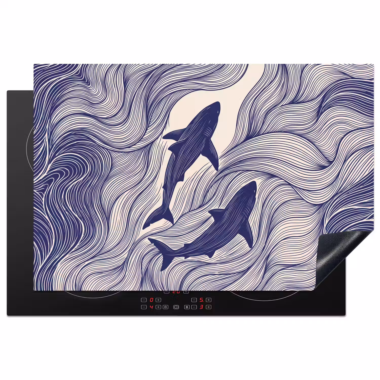 Vis - Oceaan - Lijntekening - Blauw - Dieren Inductie beschermer vinyl 3mm klein -3d