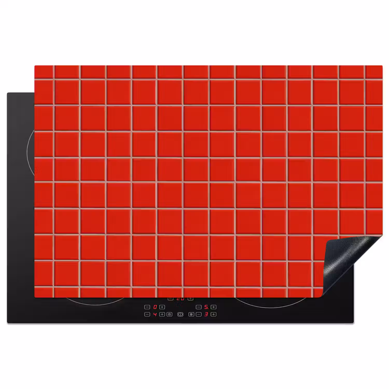 Tegel - Patroon - Kersen - Rood Inductie beschermer vinyl 3mm klein 276 -3d