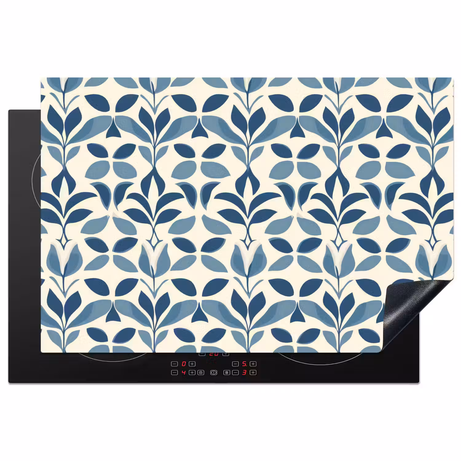 Flora - Modern - Blauw Inductie beschermer vinyl 3mm klein 276 -3d