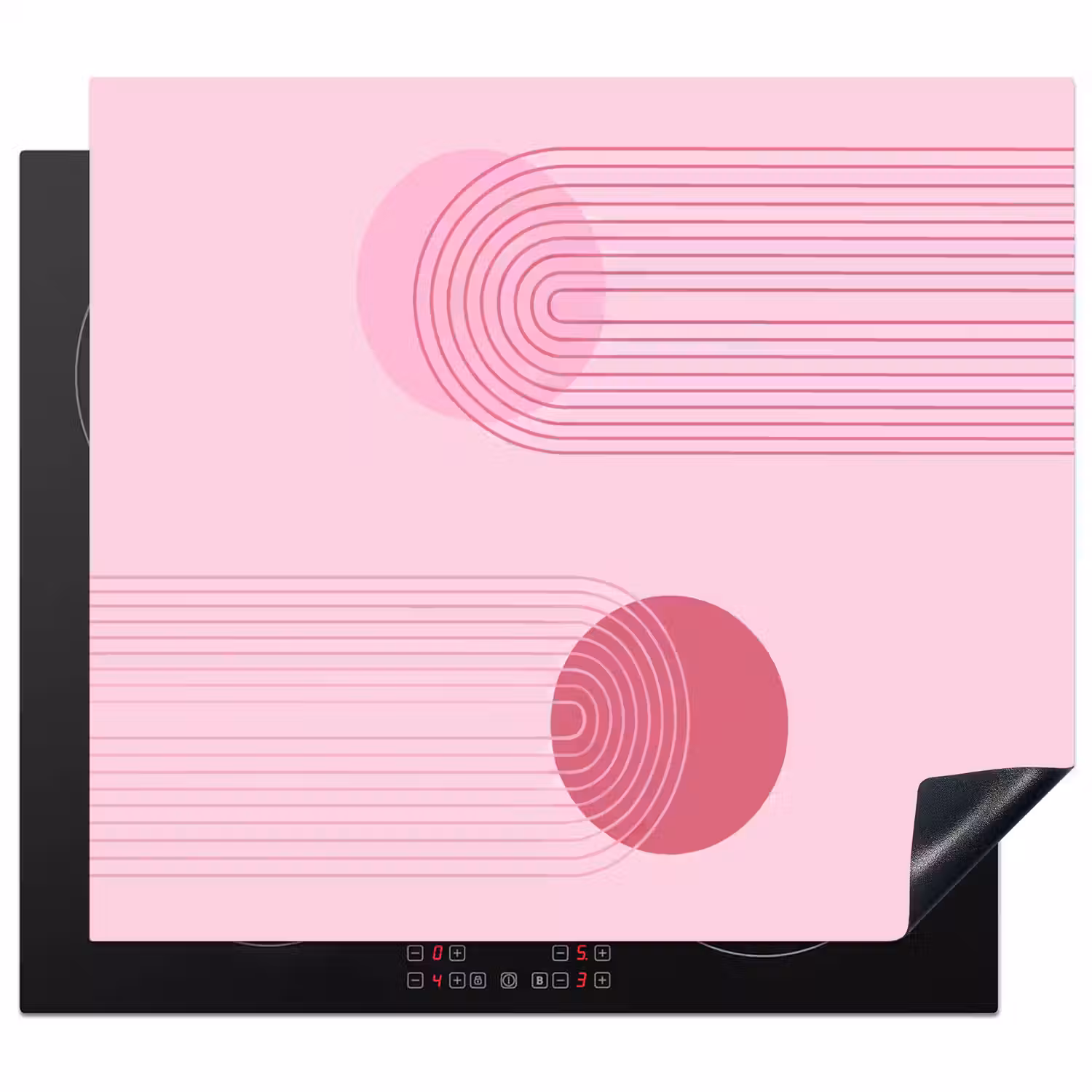 Vormen - Lijnen - Minimalistisch - Roze Inductie beschermer vinyl 3mm middel -3d