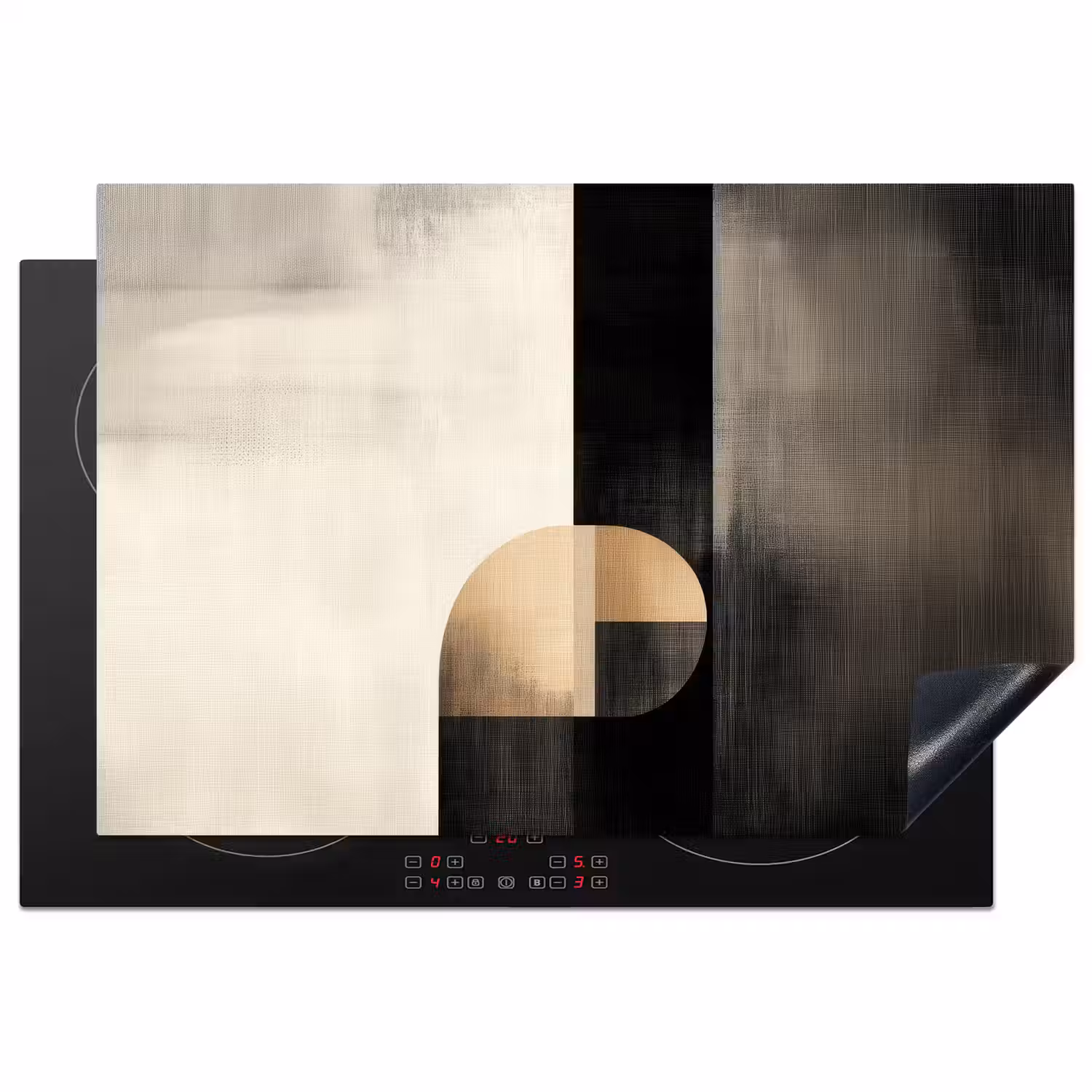 Vormen - Modern - Zwart Inductie beschermer vinyl 3mm klein -3d