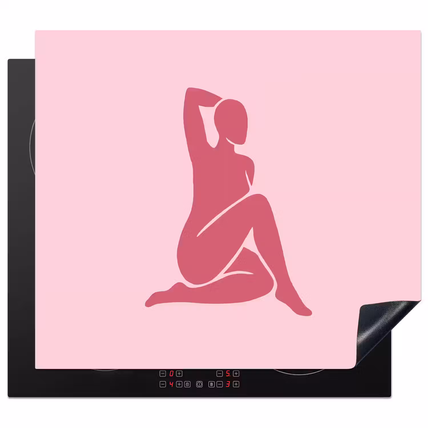 Vrouw - Silhouet - Abstract - Modern - Roze Inductie beschermer vinyl 3mm middel -3d