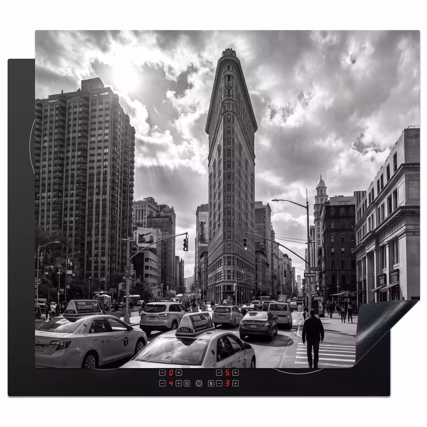 Gebouw - Hoogbouw - Stad - Architectuur - Zwart-wit Inductie beschermer vinyl 3mm middel -3d