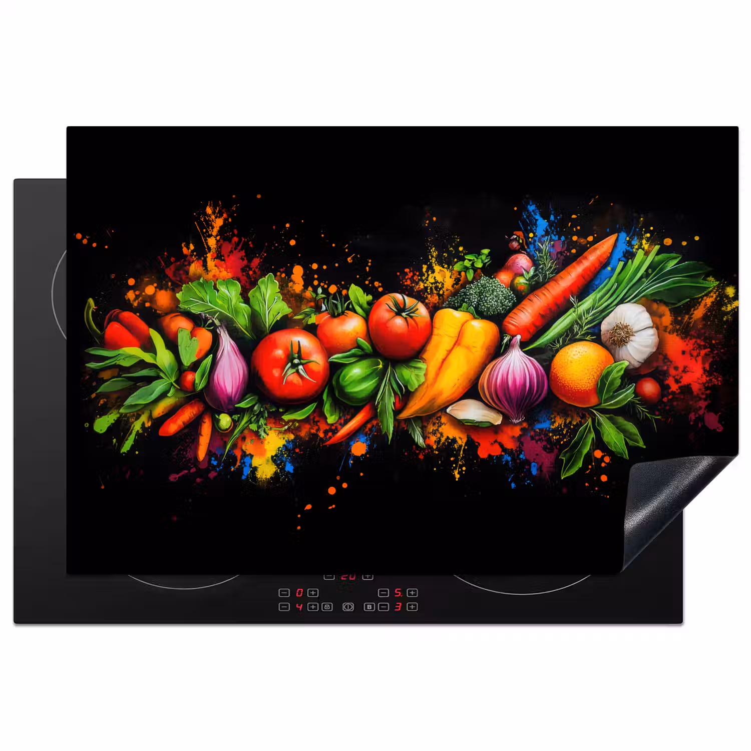 Groente - Eten - Kruiden - Graffiti - Koken Inductie beschermer vinyl 3mm klein -3d