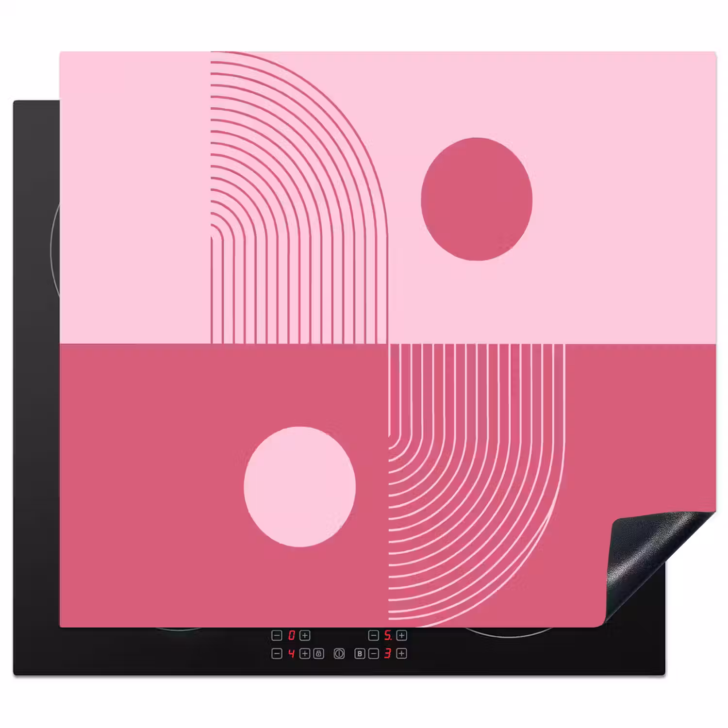 Geometrie - Patroon - Abstract - Roze - Modern Inductie beschermer vinyl 3mm middel -3d