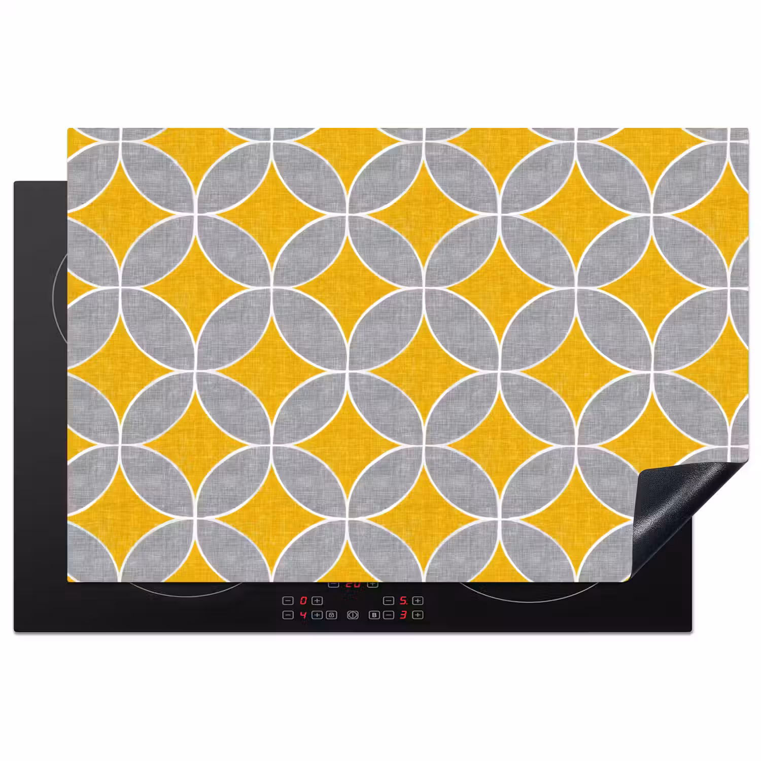 Geometrisch - Cirkels - Textuur - Grijs - Geel Inductie beschermer vinyl 3mm klein 276 -3d