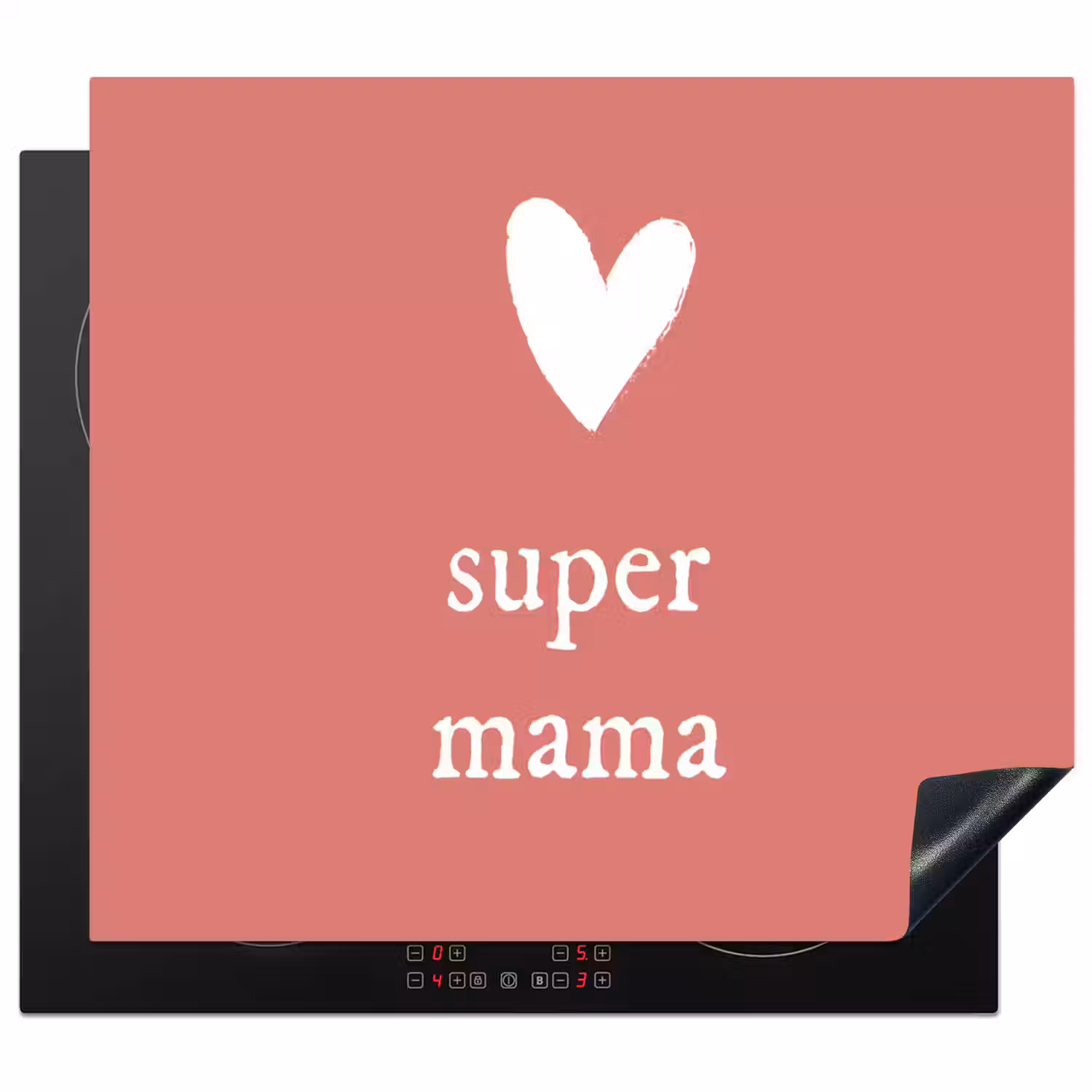 Presentje voor Moederdag super mama roze/wit Inductie beschermer vinyl 3mm middel -3d