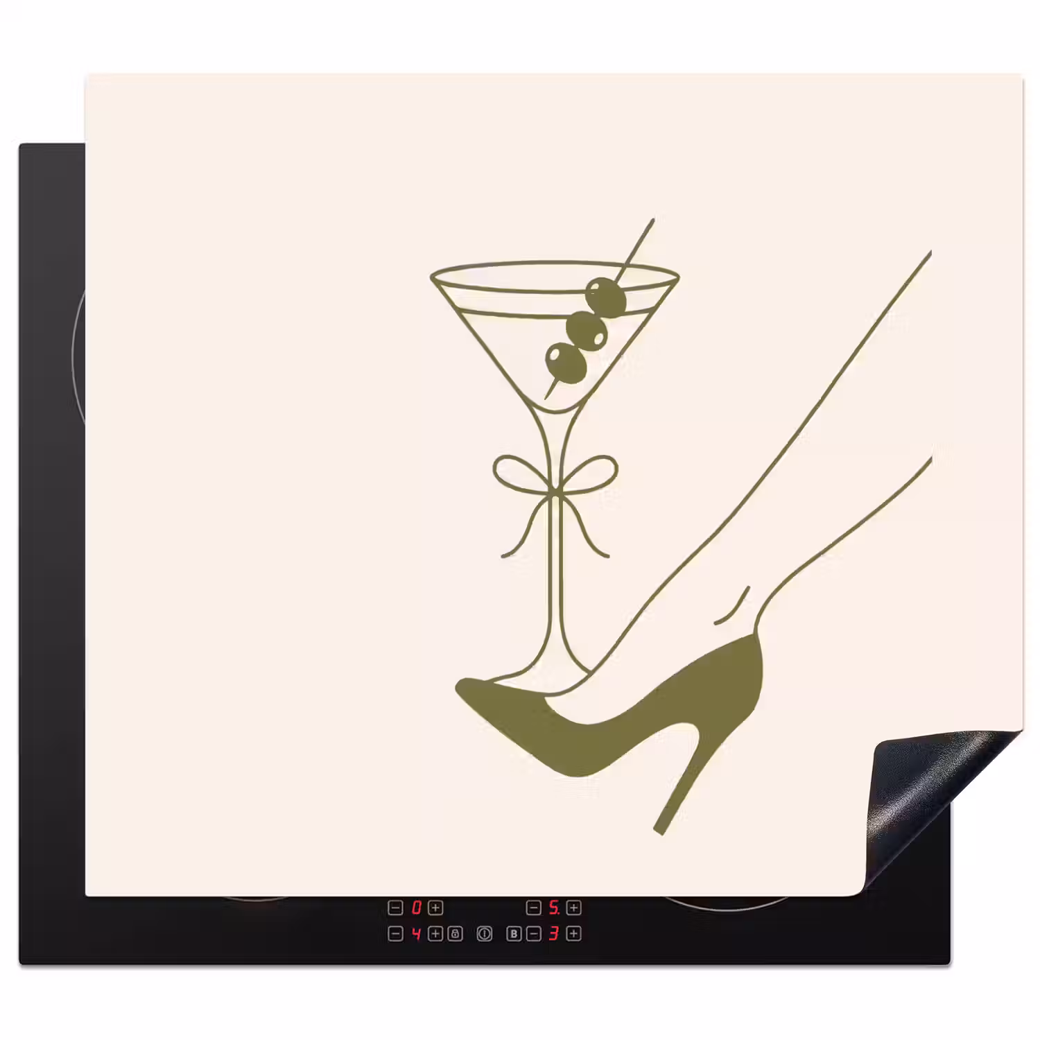 Drank - Martini - Hoge hak - Mode - Groen Inductie beschermer vinyl 3mm middel -3d