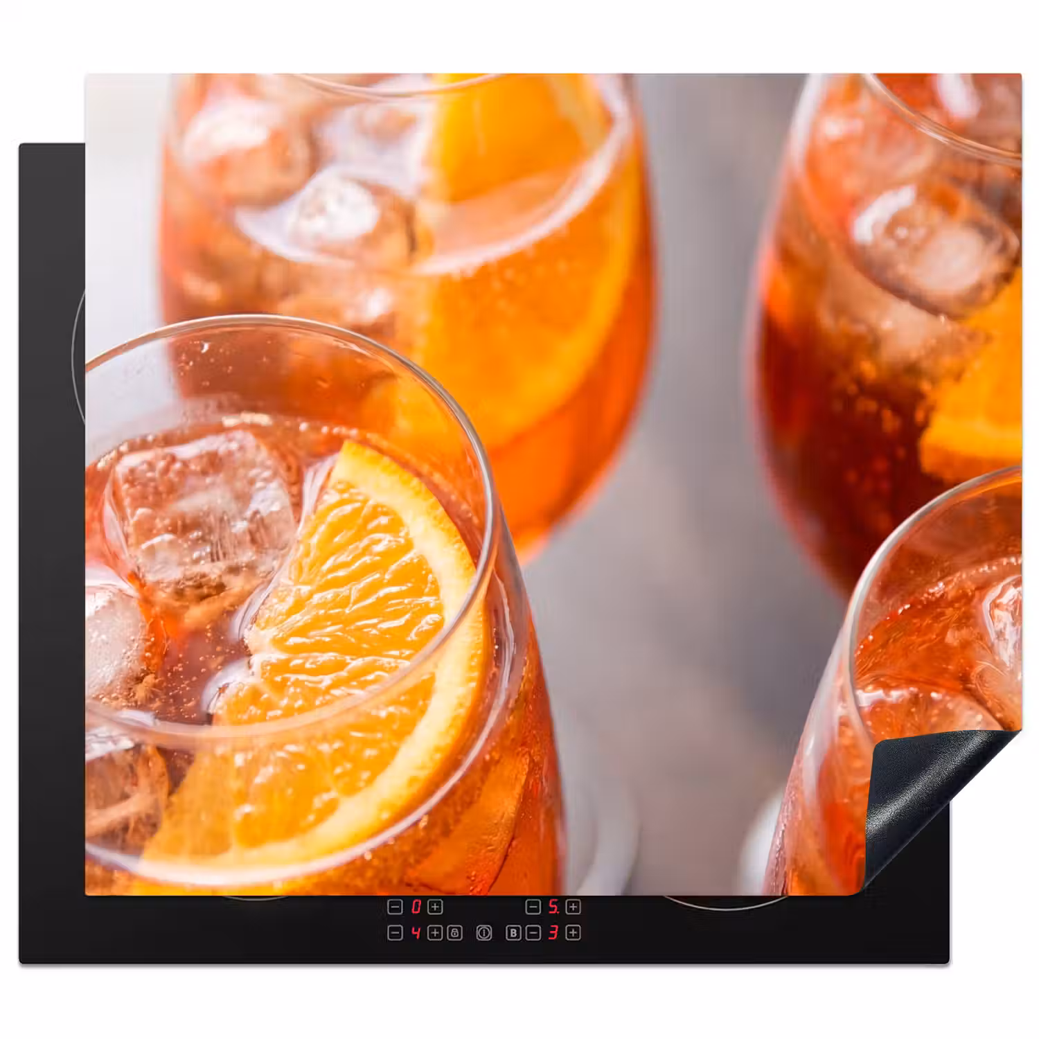 Drank - Sinaasappel - IJs - Zomer - Oranje Inductie beschermer vinyl 3mm middel -3d