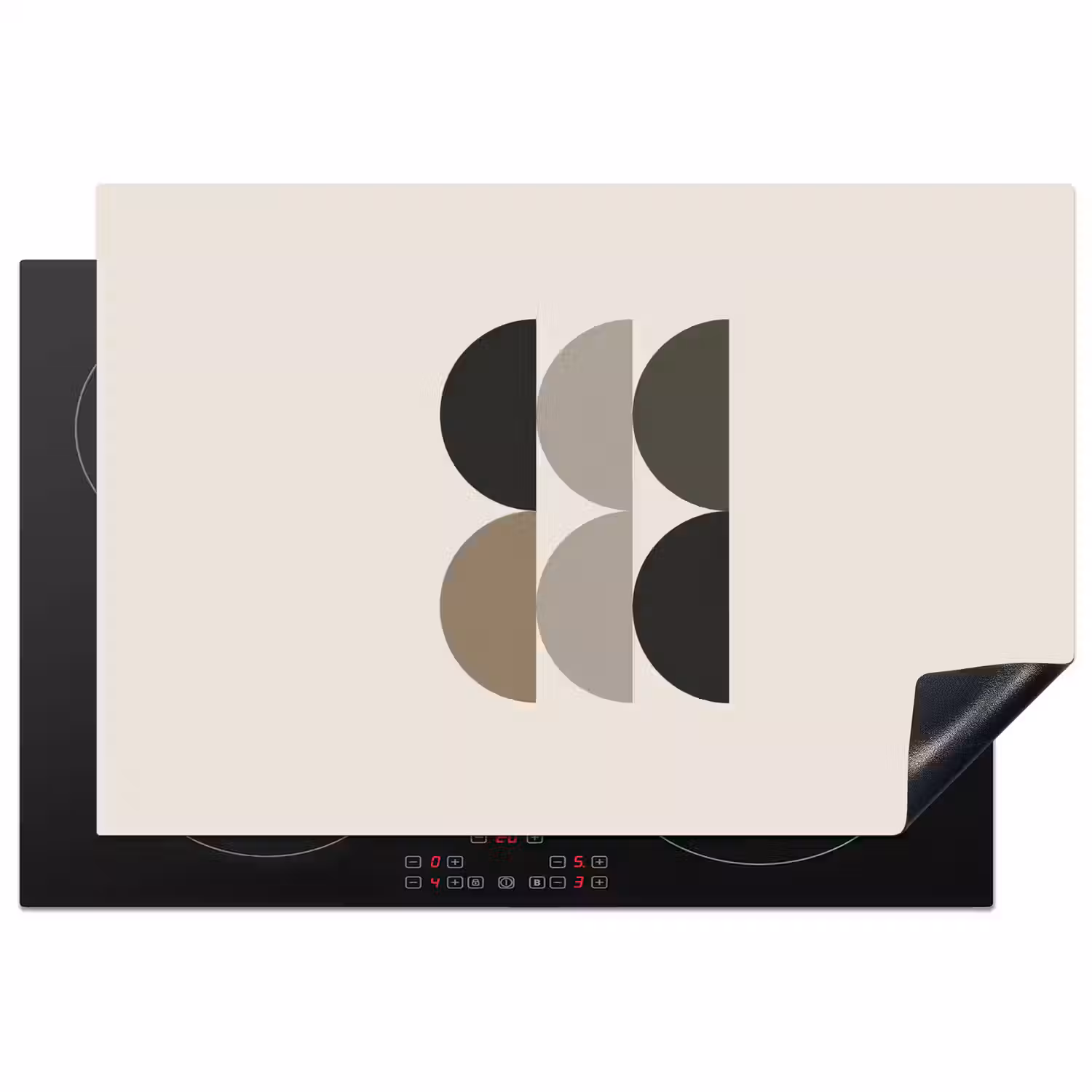 Halve cirkels - Aardetinten - Grafisch Inductie beschermer vinyl 3mm klein -3d