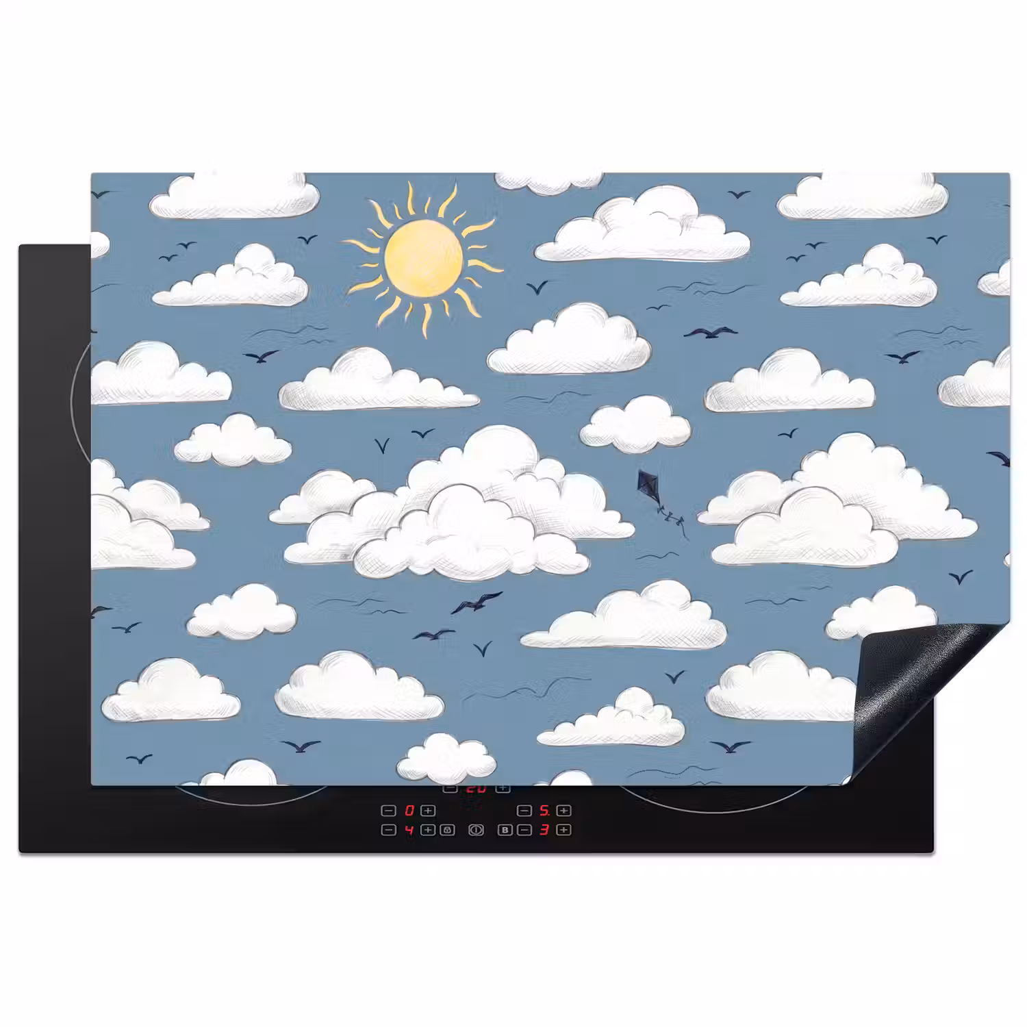 Lucht - Zon - Wolken - Natuur - Blauw Inductie beschermer vinyl 3mm klein -3d