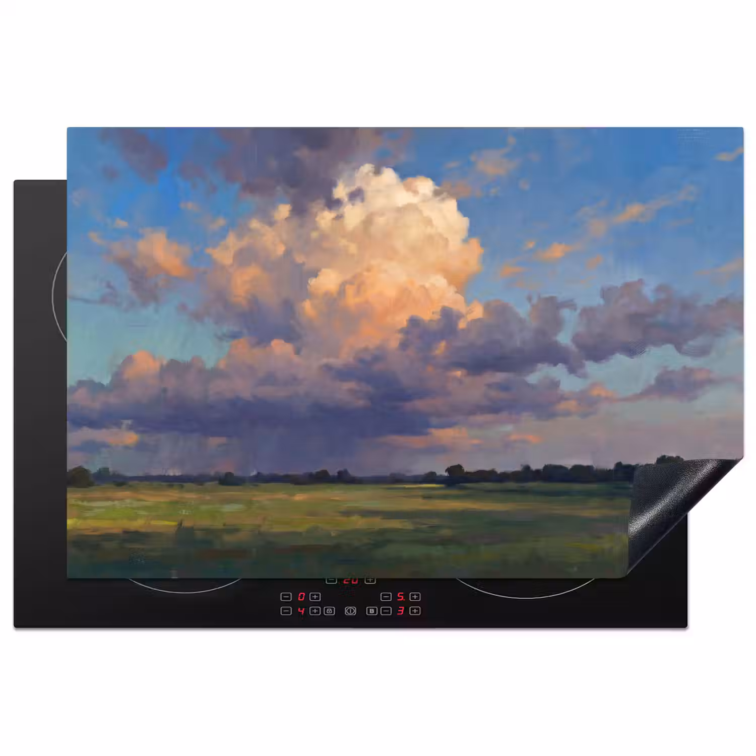 Lucht - Wolken - Landschap - Modern - Oranje Inductie beschermer vinyl 3mm klein -3d