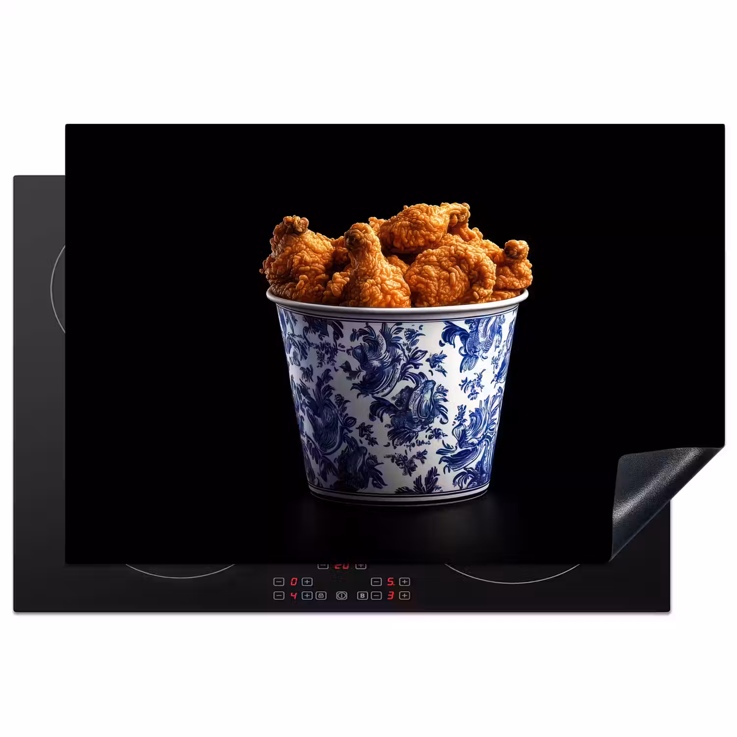 Kip - Bucket - Delfts blauw - Lekker Inductie beschermer vinyl 3mm klein -3d