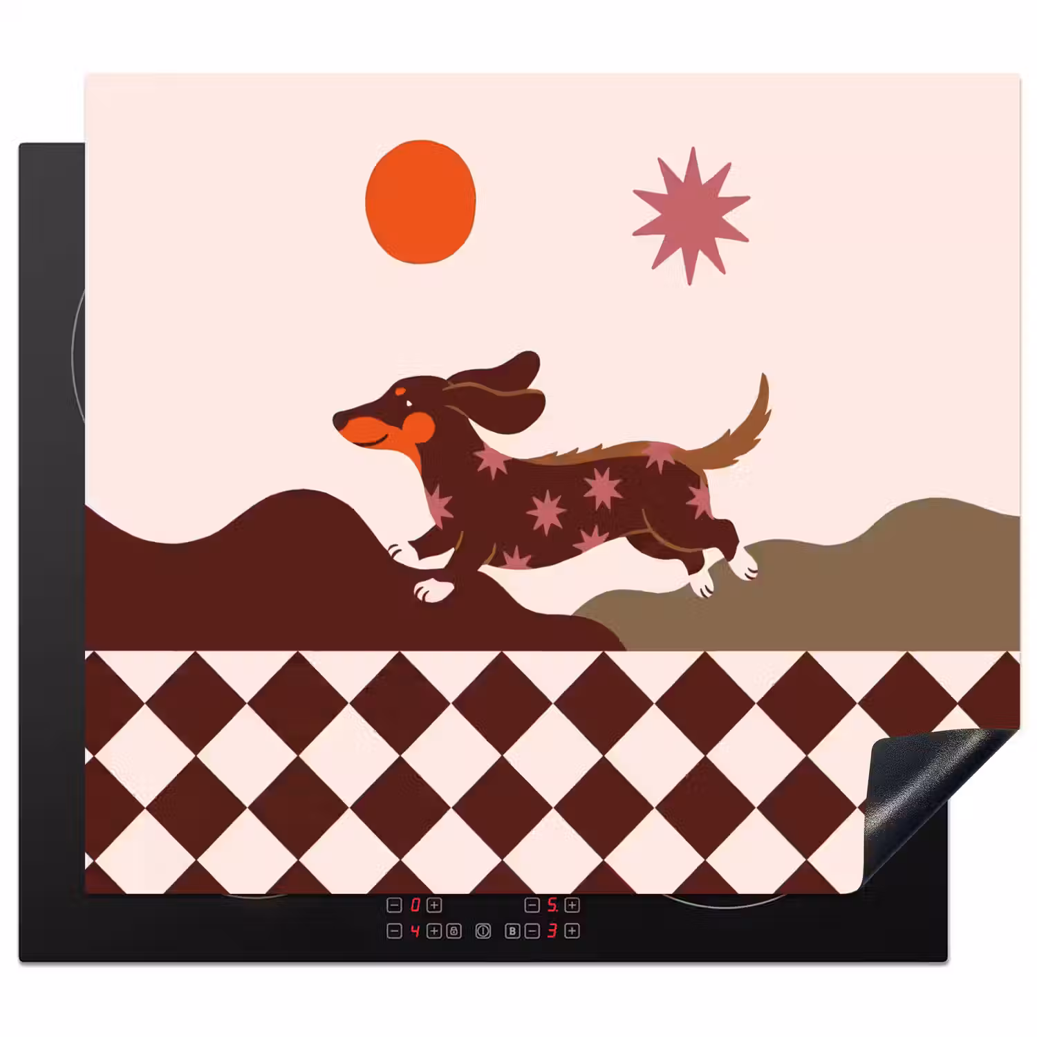 Hond - Abstract - Dieren - Modern - Bruin Inductie beschermer vinyl 3mm middel -3d