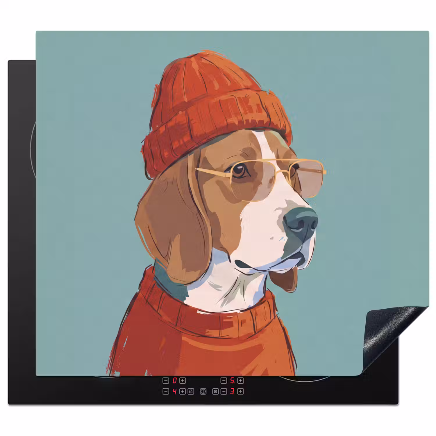 Hond - Beanie - Zonnebril - Dieren - Modern Inductie beschermer vinyl 3mm middel -3d