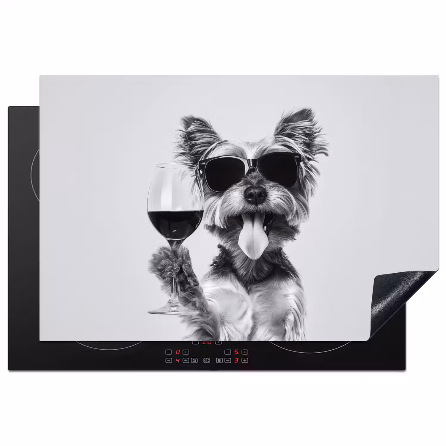 Hondje - Wijnglas - Zonnebril - Enthousiast Inductie beschermer vinyl 3mm klein -3d