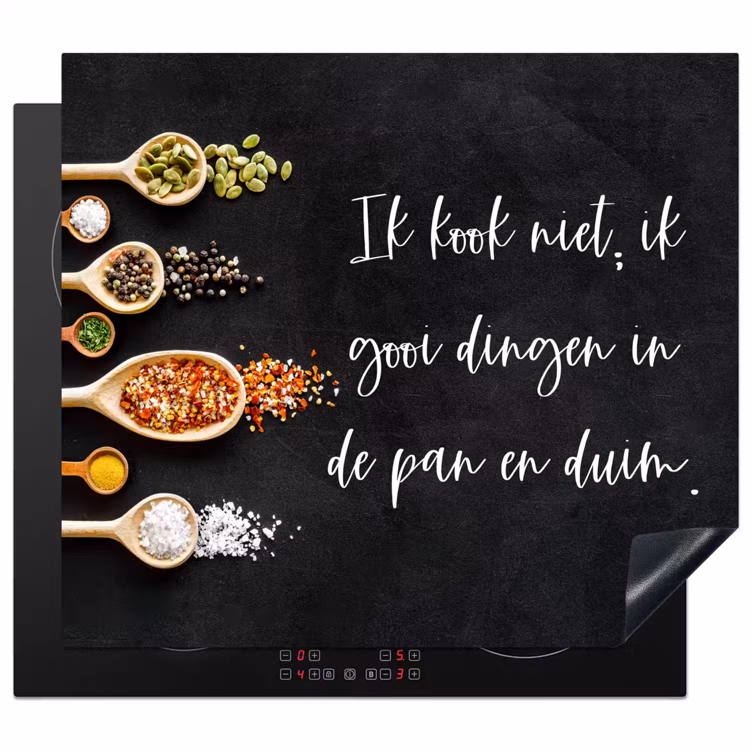 Ik gooi dingen in de pan en duim - Keuken - Quotes - Spreuken - Humor Inductie beschermer vinyl 3mm middel -3d