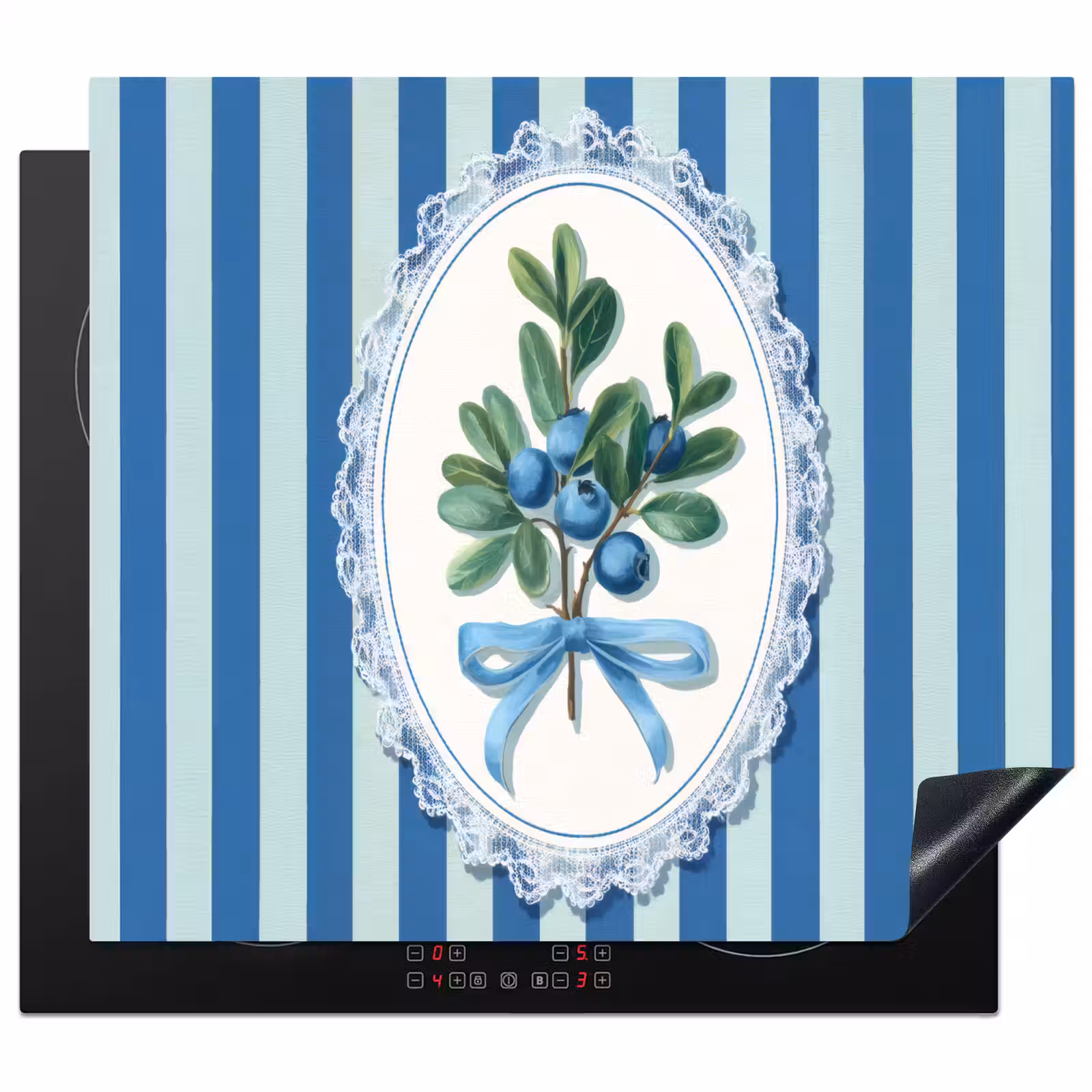 Illustratie - Bessen - Blauw - Strepen Inductie beschermer vinyl 3mm middel -3d