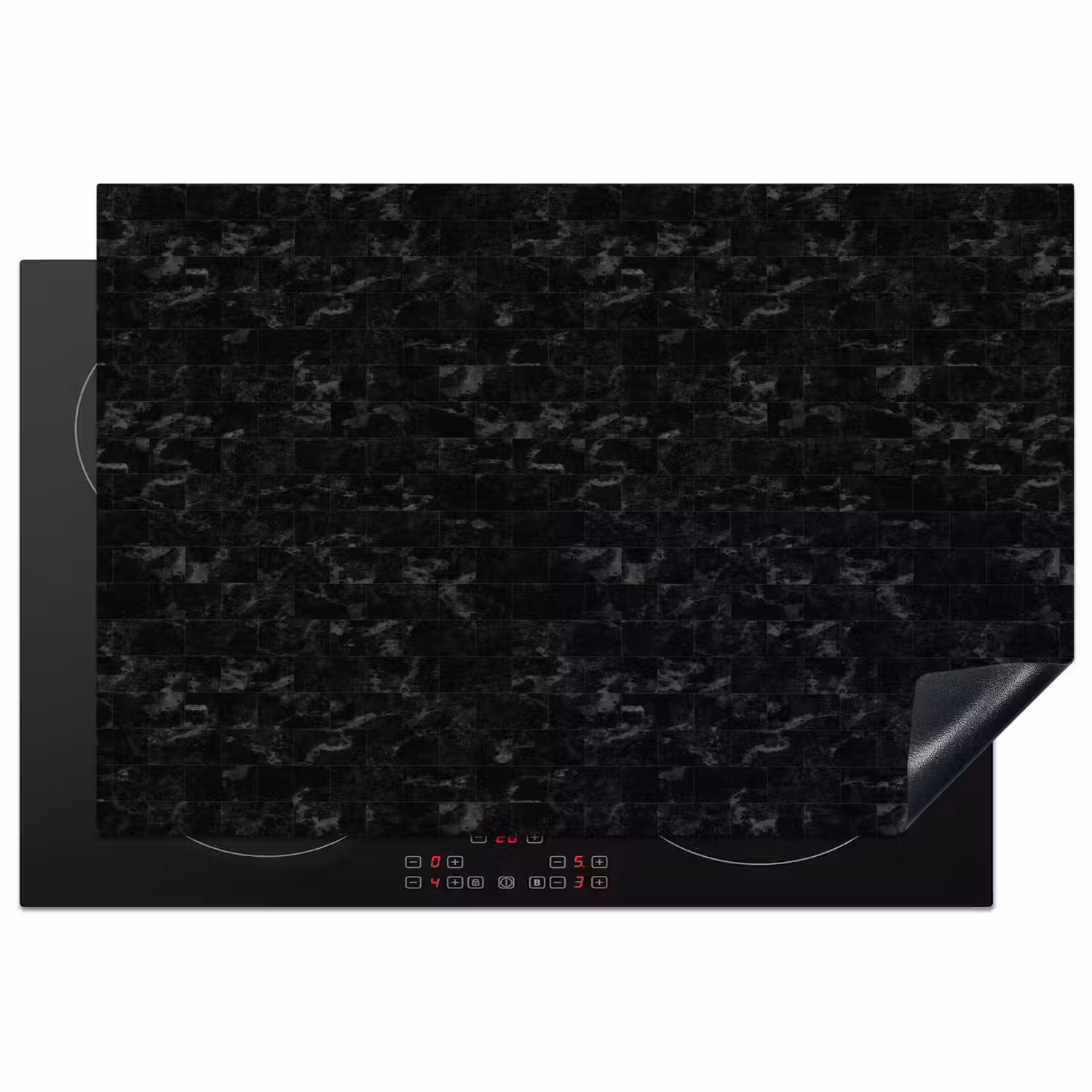 Tegels - Patroon - Marmer - Zwart Inductie beschermer vinyl 3mm klein 276 -3d