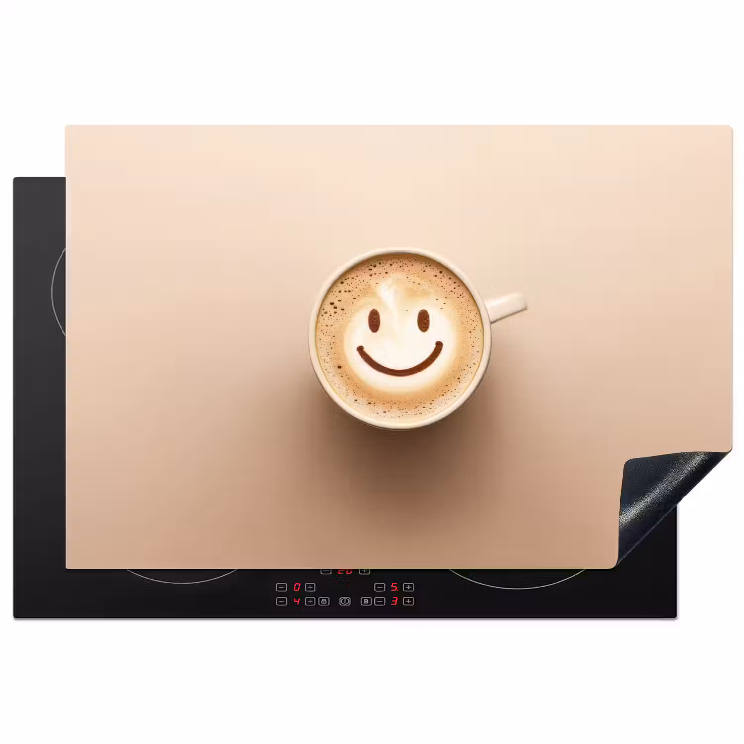 Koffie - Melkschuim - Lach - Beige Inductie beschermer vinyl 3mm klein -3d