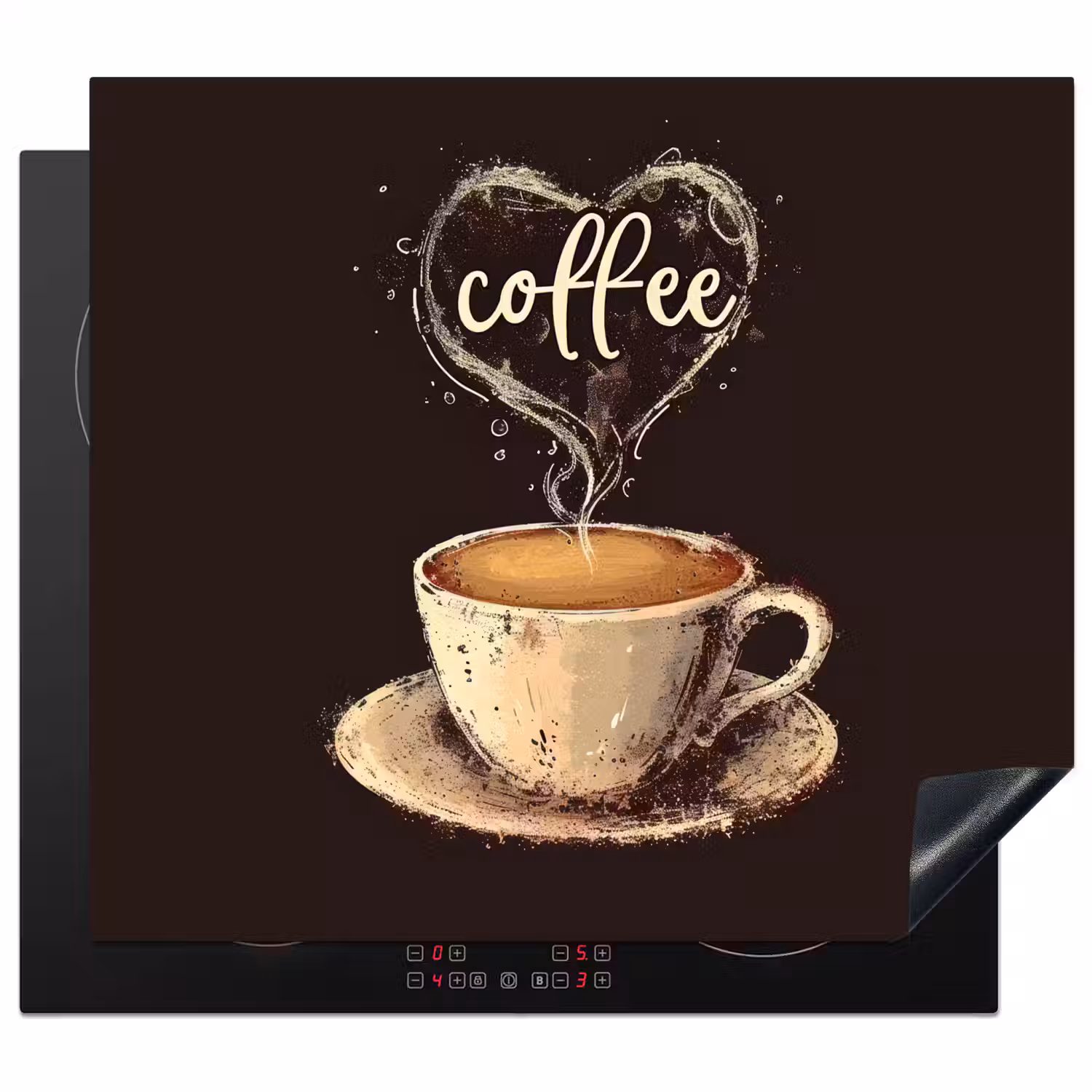 Koffie - Quote - Hartje - Coffee Inductie beschermer vinyl 3mm middel -3d