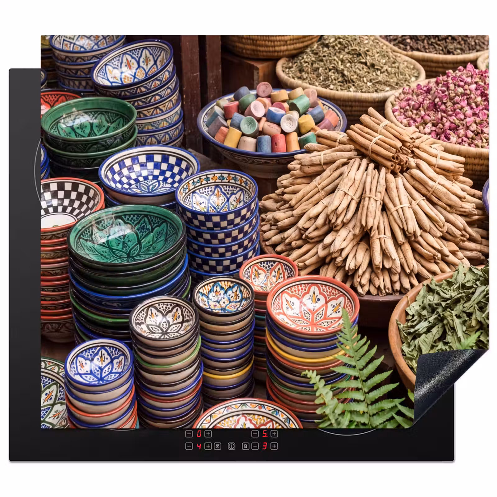 Herdabdeckplatte - Keramik – Orientalisch – Farbenfroh - Aardewerk - Oosters - Kleurrijk Inductie beschermer vinyl 3mm middel