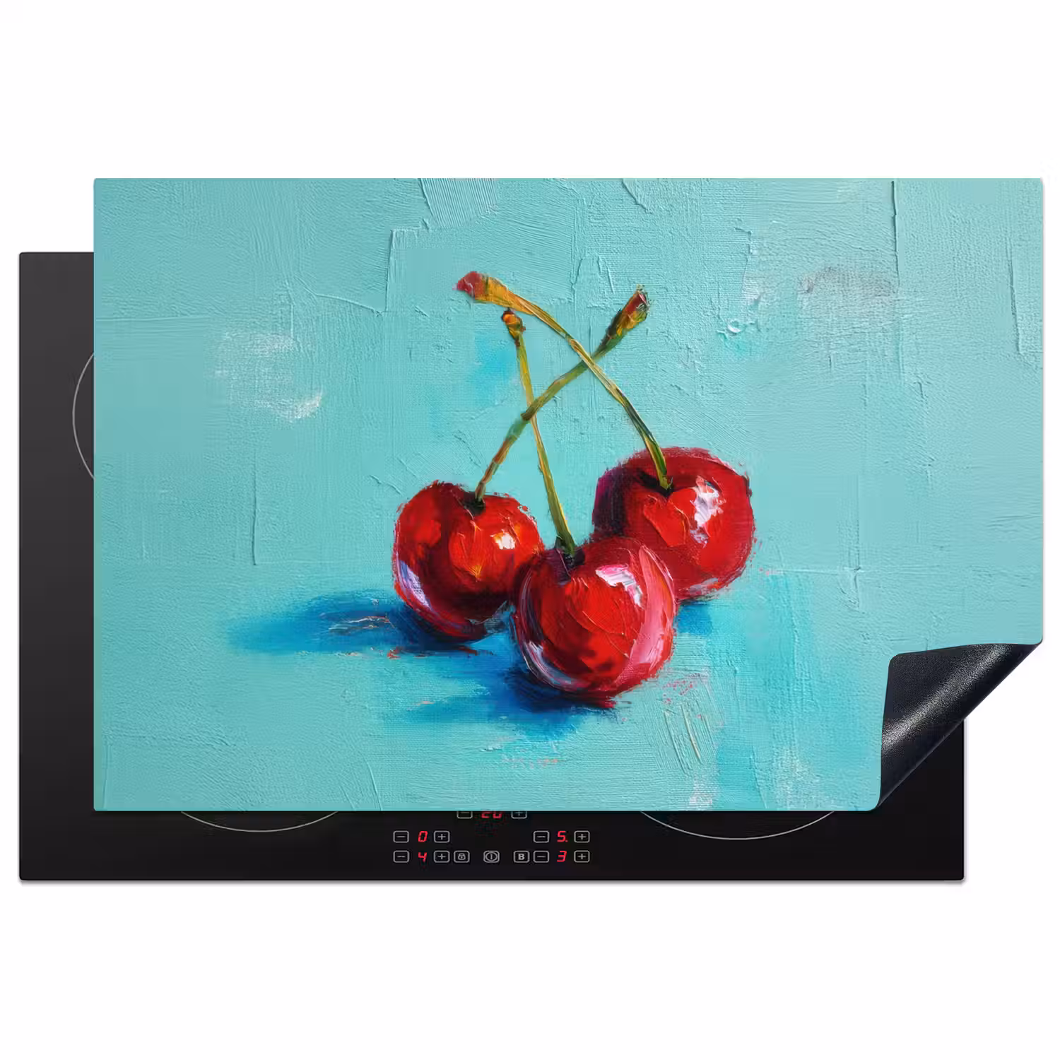 Kersen - Rood - Drie - Geverfd Inductie beschermer vinyl 3mm klein -3d