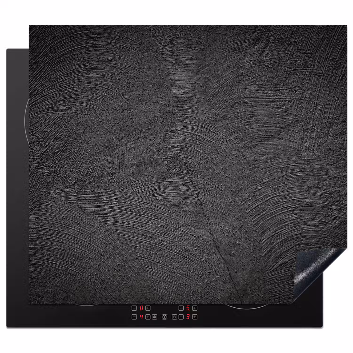 Beton print - Industrieel - Zwart Inductie beschermer vinyl 3mm middel -3d