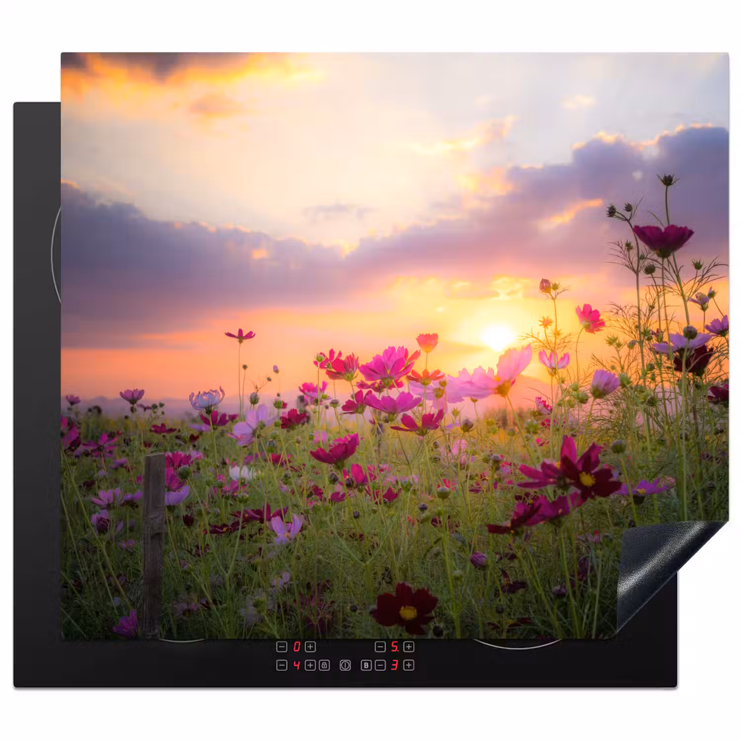 Cosmos bij Zonsondergang Inductie beschermer vinyl 3mm middel -3d