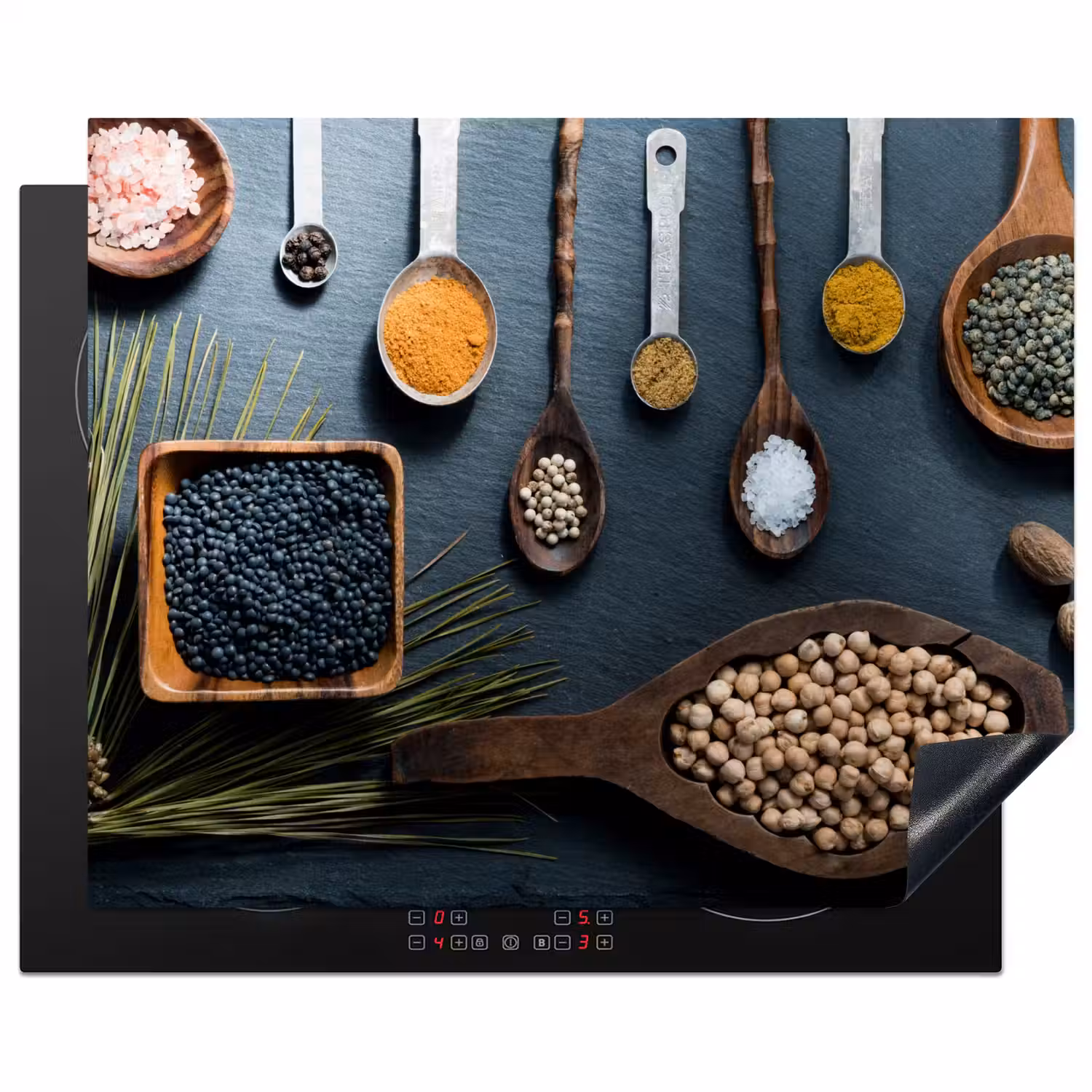 Kruiden - Lepels - Specerijen - Keuken Inductie beschermer vinyl 3mm groot -3d