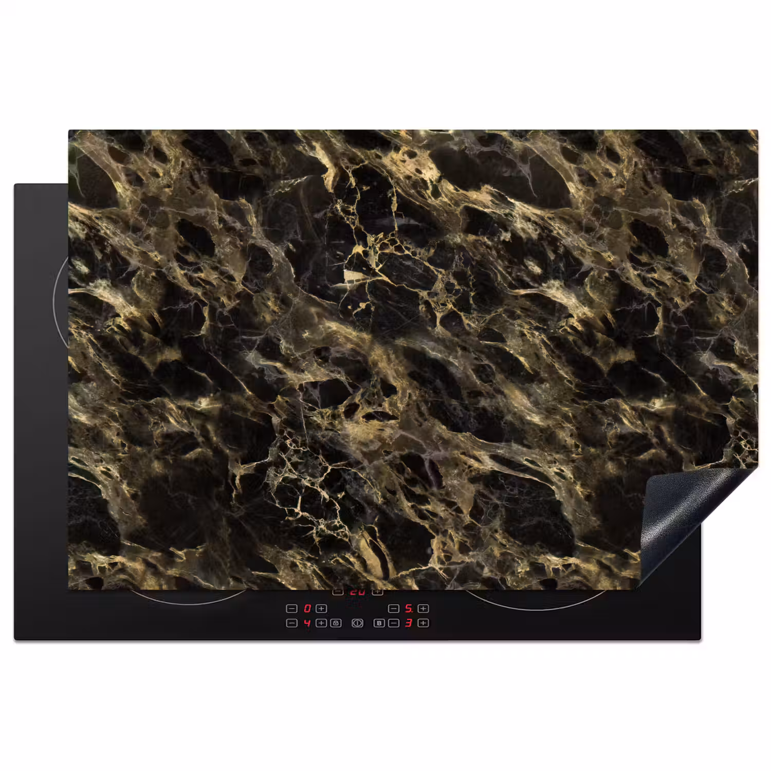 Kristal - Goud - Zwart - Marmer Inductie beschermer vinyl 3mm klein 276 -3d