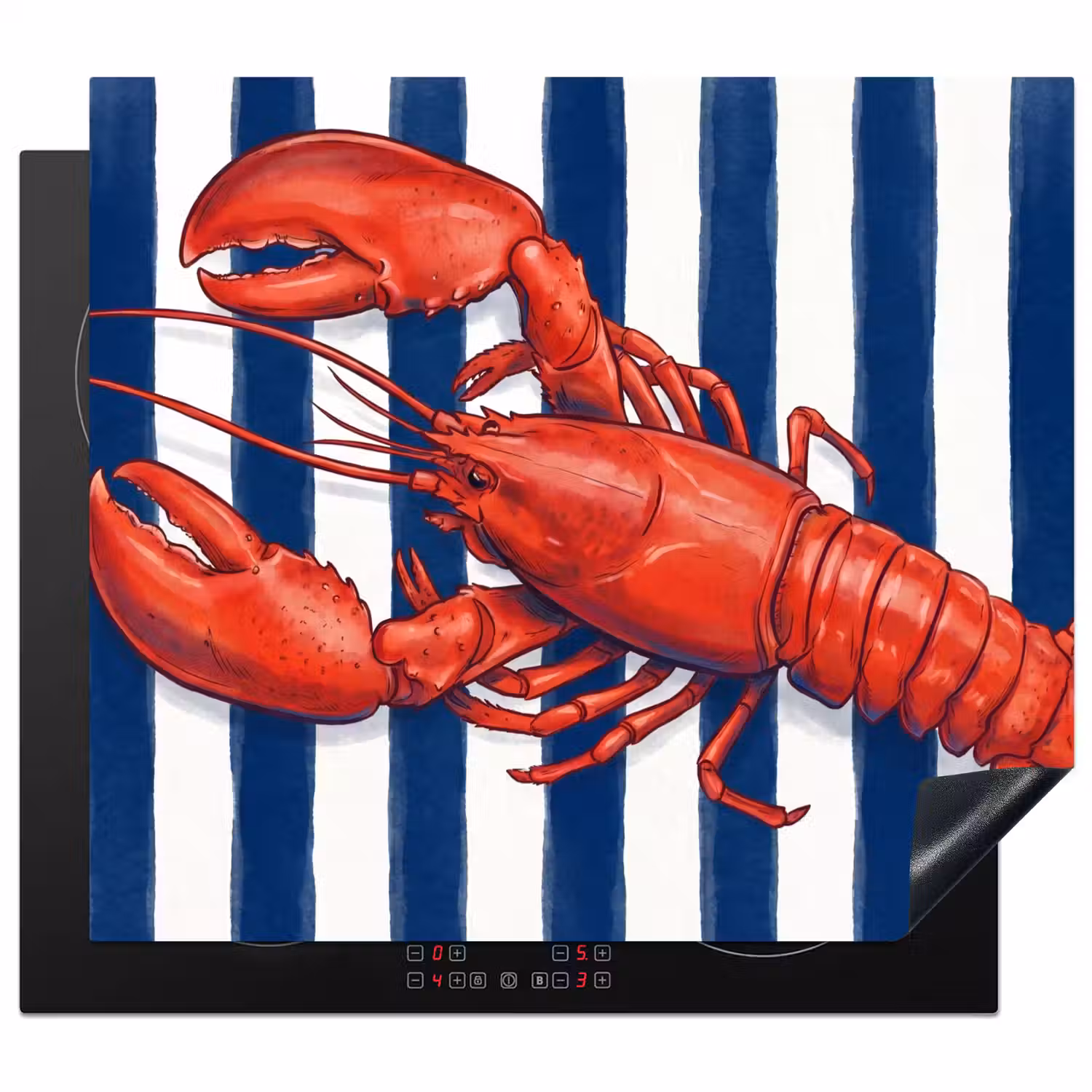 Schaaldier - Kreeft - Marine - Illustratie - Rood Inductie beschermer vinyl 3mm middel -3d
