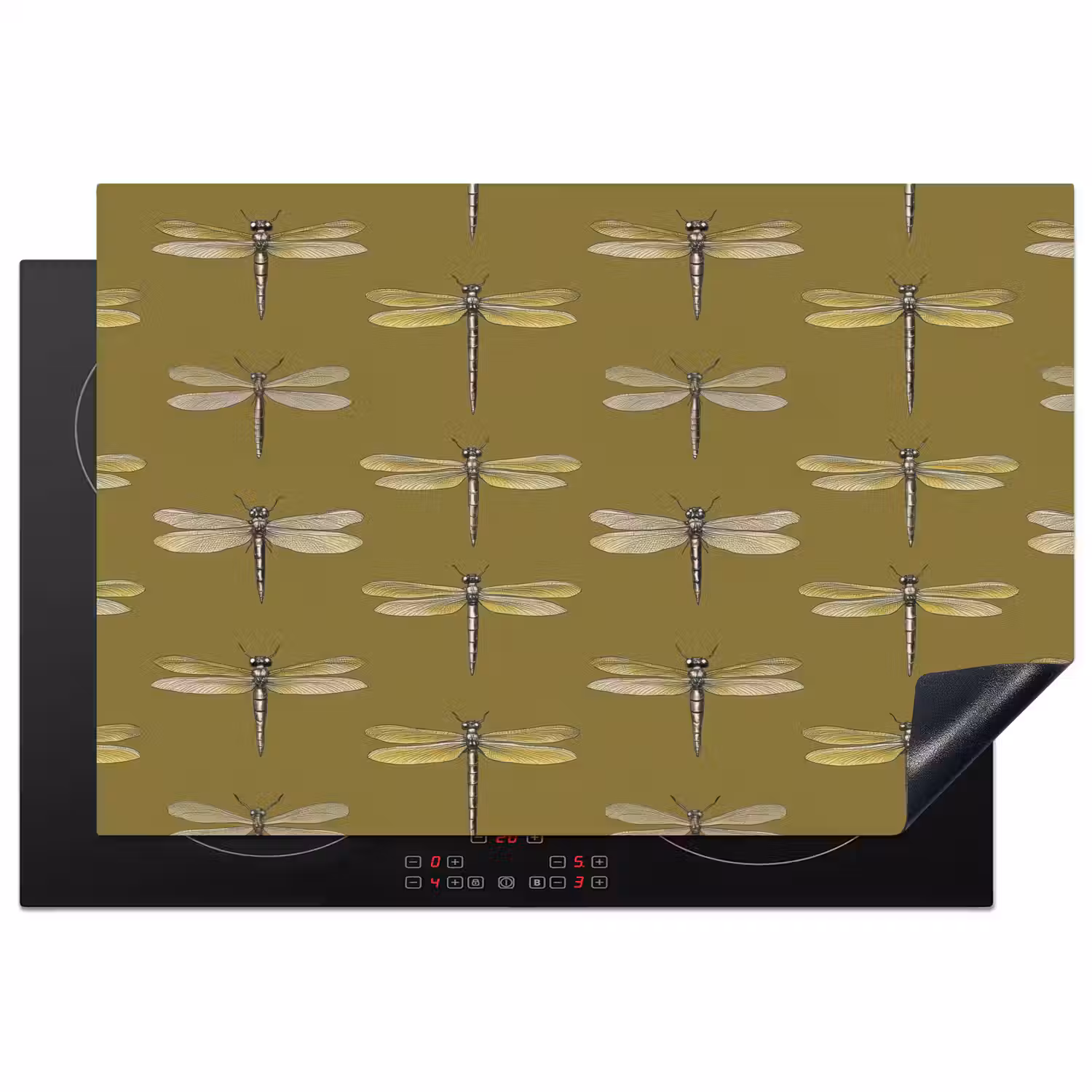 Libellen - Patroon - Groen Inductie beschermer vinyl 3mm klein 276 -3d